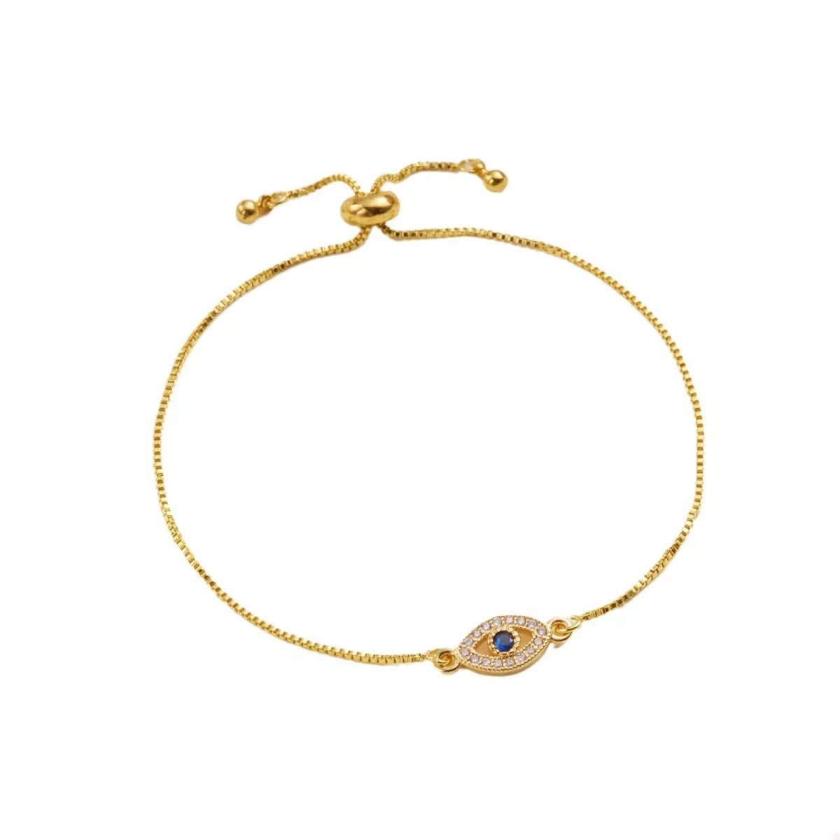 18K Gold - Plated Evil Eye Adjustable Bracelet - Oh she Rose