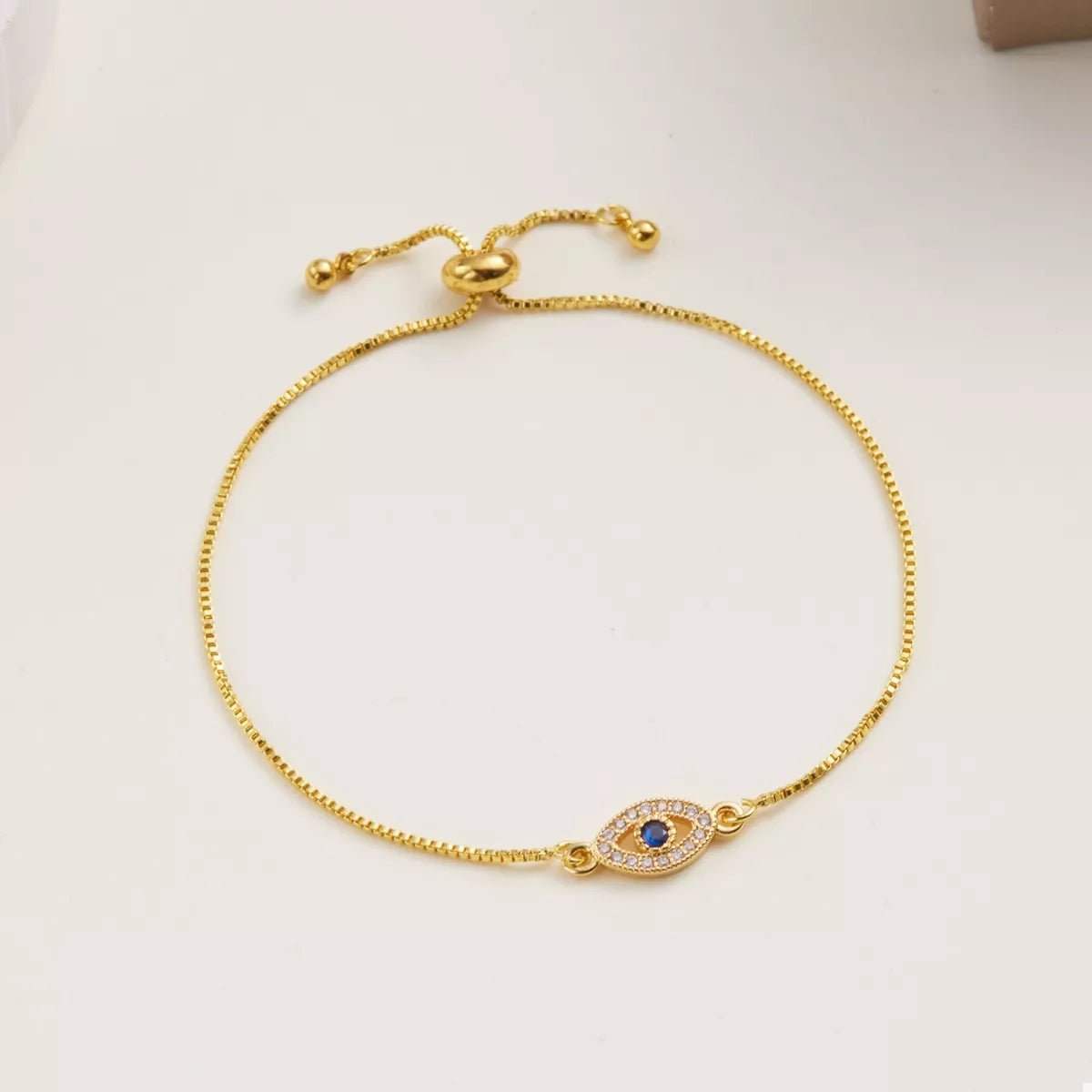 18K Gold - Plated Evil Eye Adjustable Bracelet - Oh she Rose