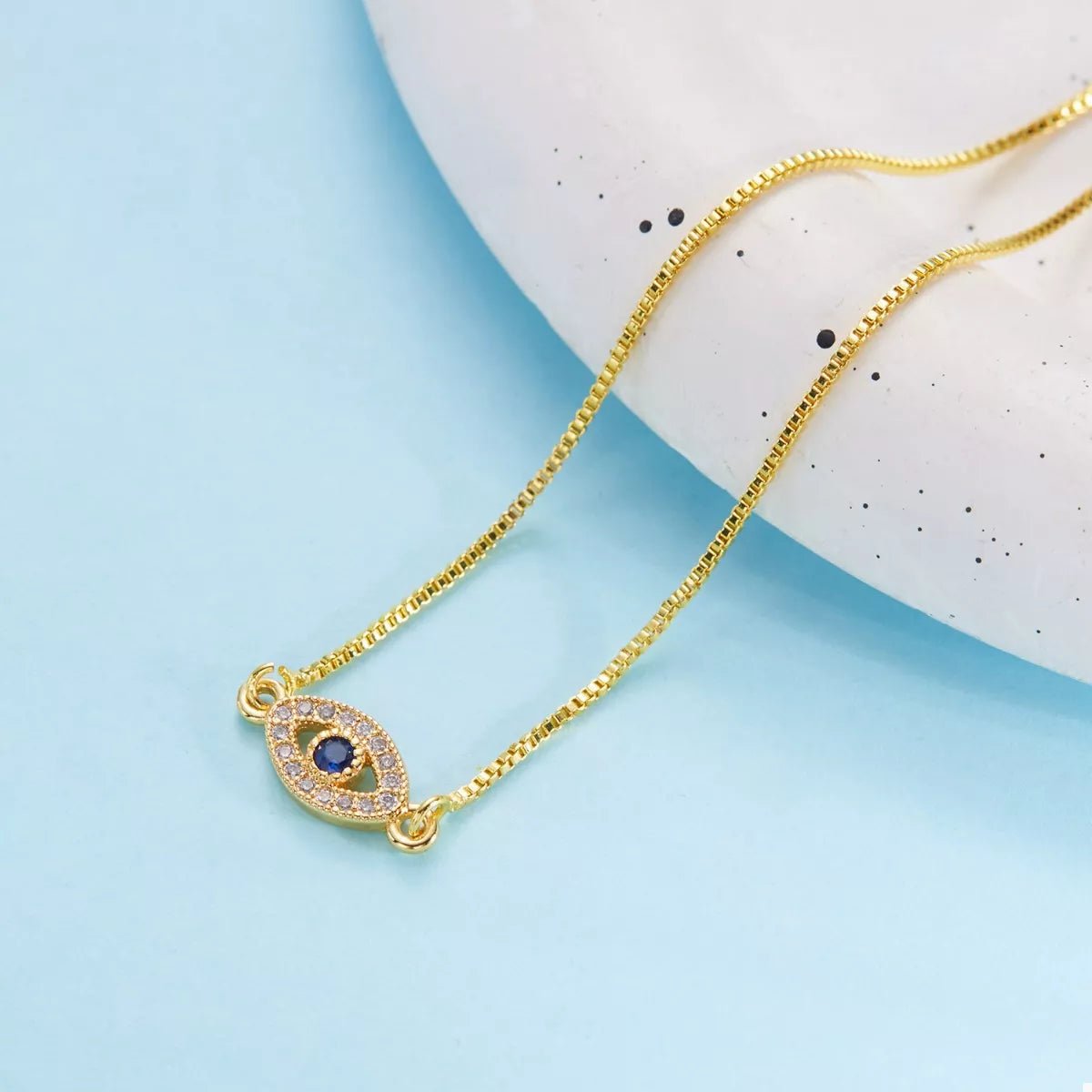 18K Gold - Plated Evil Eye Adjustable Bracelet - Oh she Rose