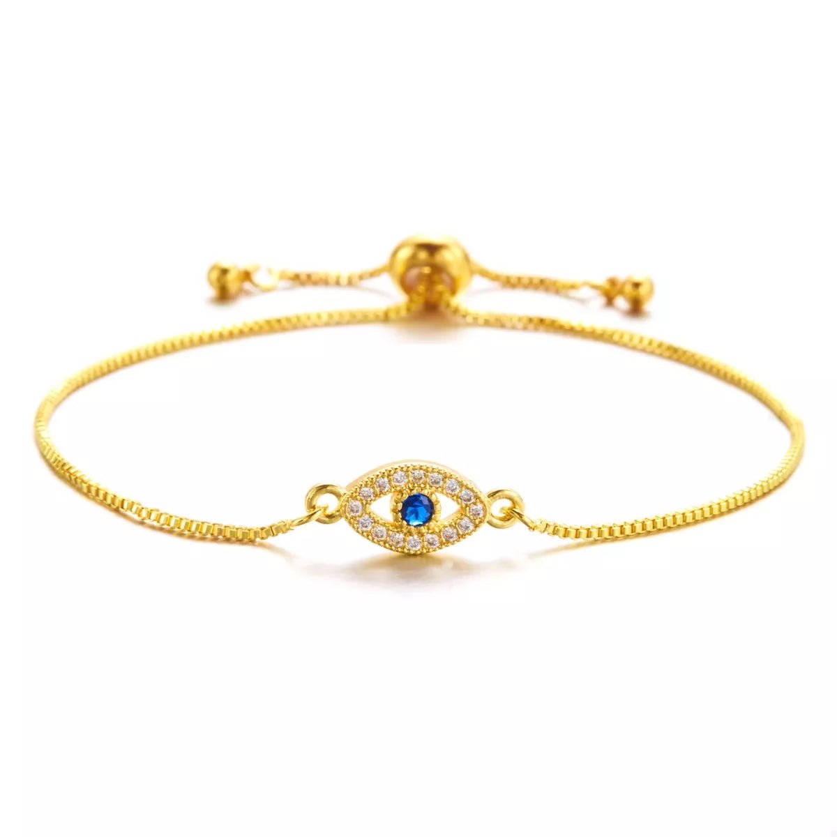 18K Gold - Plated Evil Eye Adjustable Bracelet - Oh she Rose