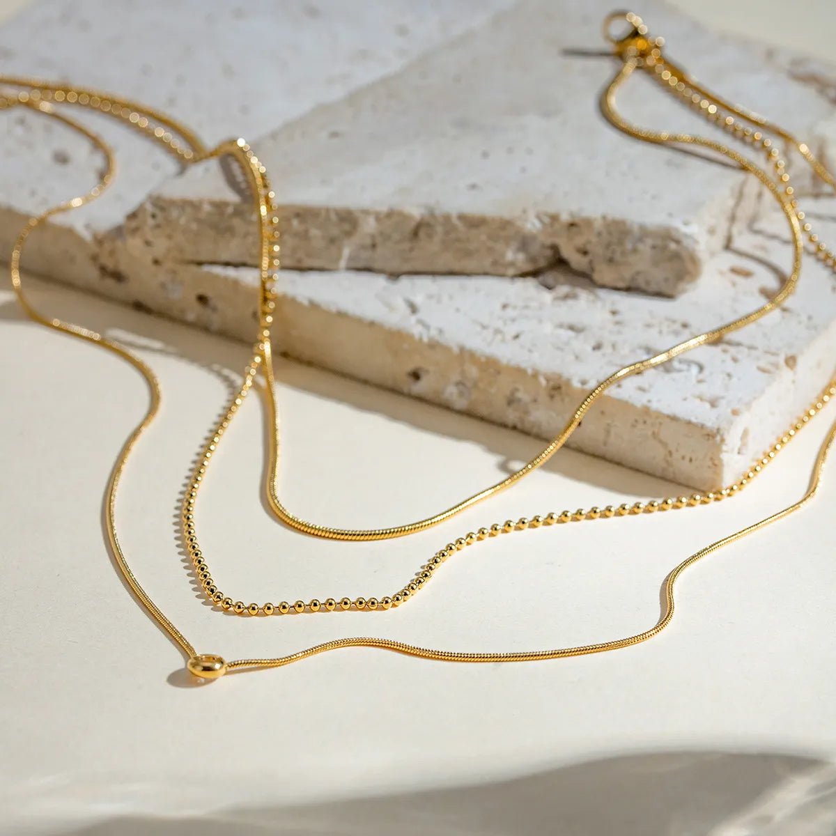 18K Gold - Plated Layered Necklace - Oh she Rose