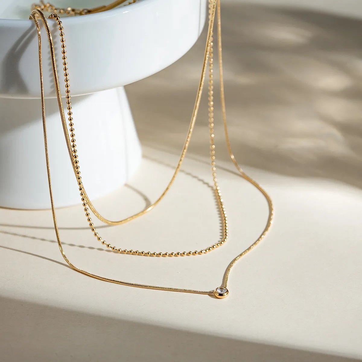 18K Gold - Plated Layered Necklace - Oh she Rose