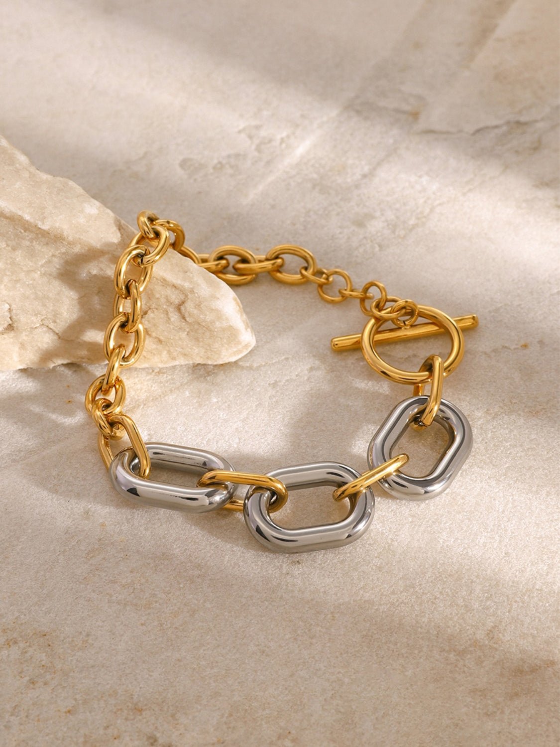 18K Gold - Plated Stainless Steel Chain Bracelet - Oh she Rose