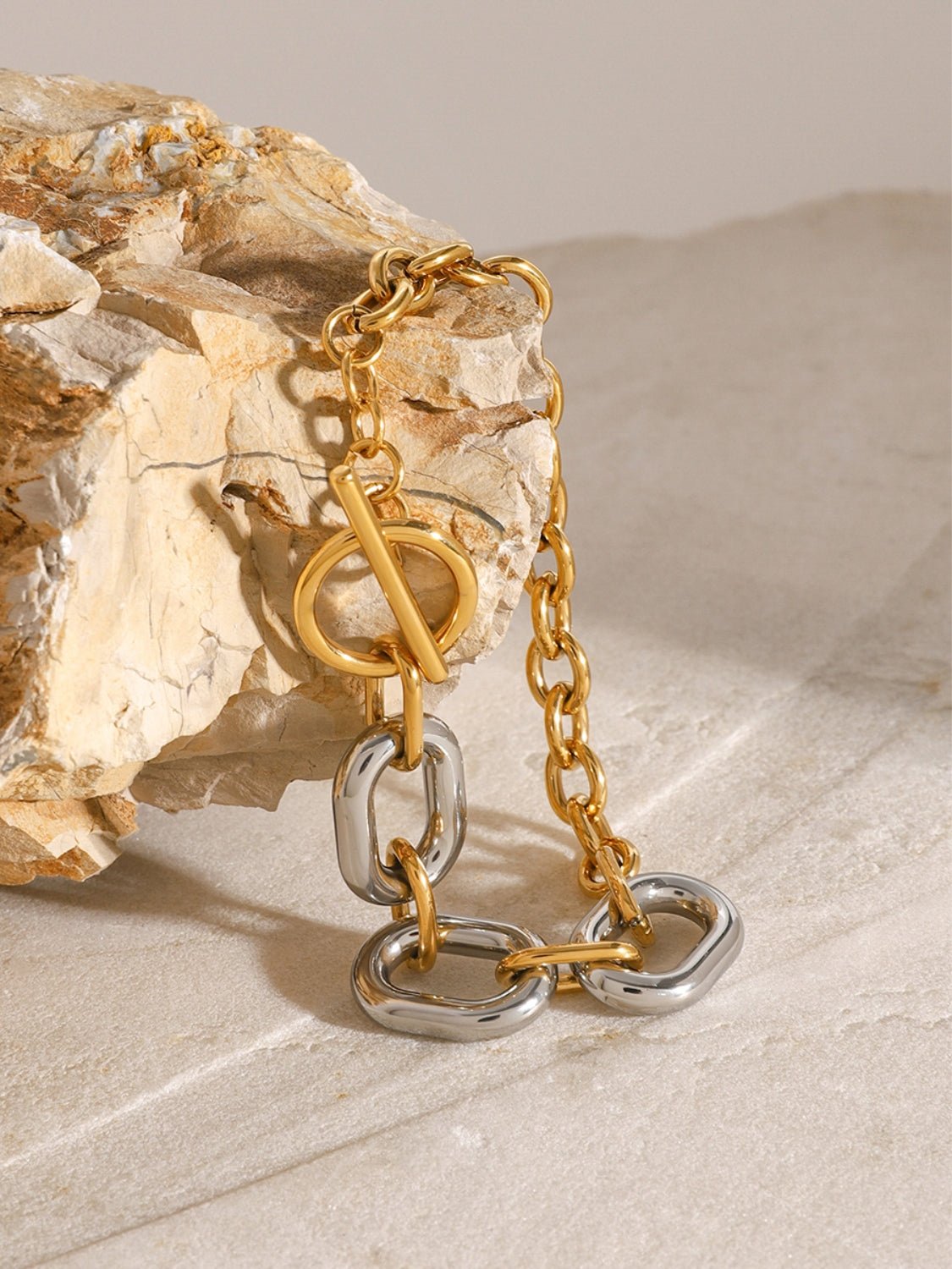 18K Gold - Plated Stainless Steel Chain Bracelet - Oh she Rose