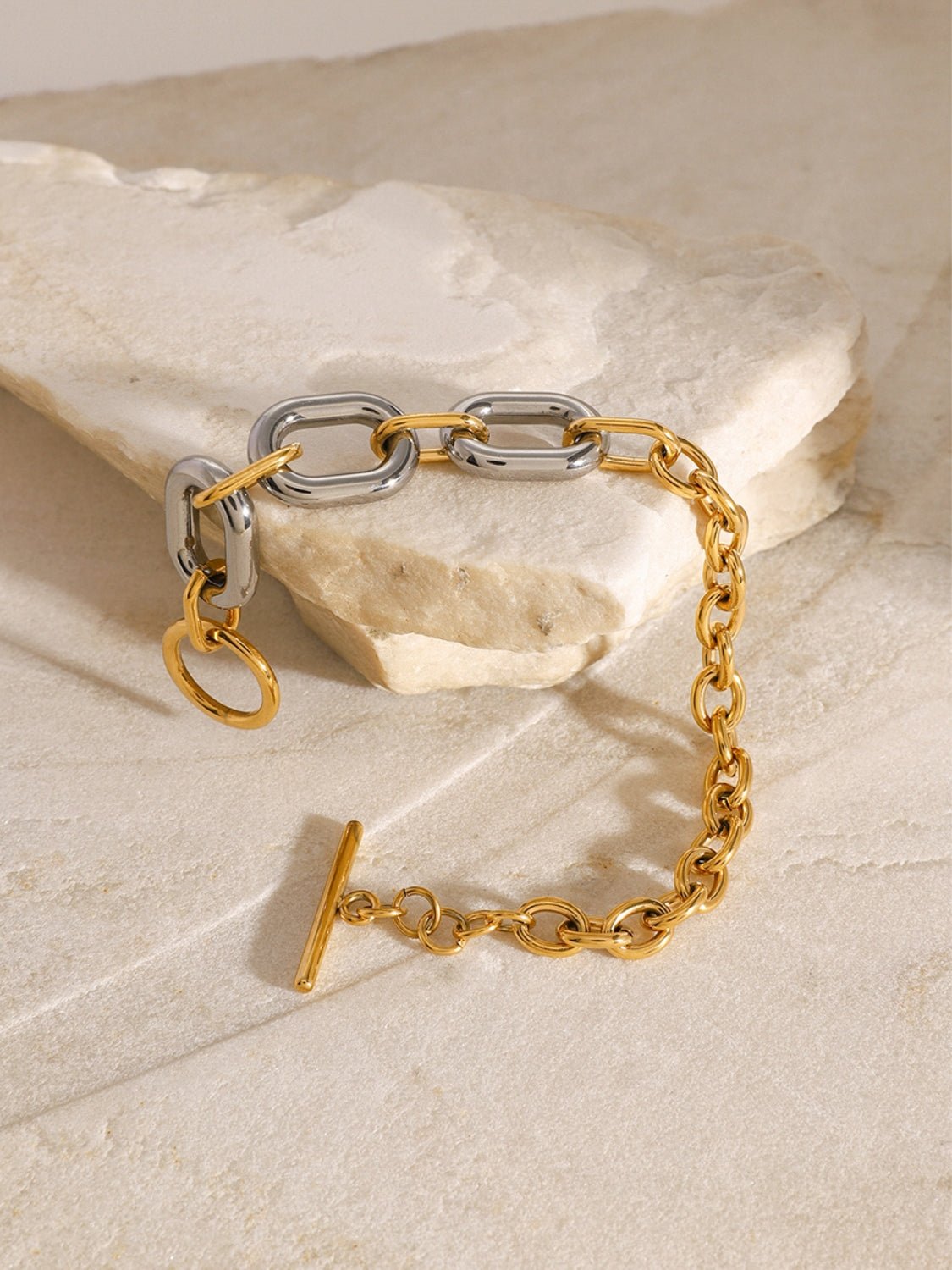 18K Gold - Plated Stainless Steel Chain Bracelet - Oh she Rose