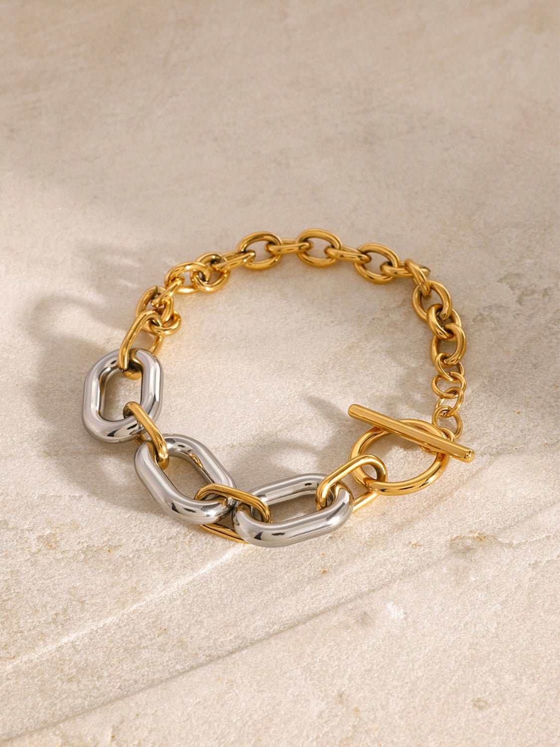 18K Gold - Plated Stainless Steel Chain Bracelet - Oh she Rose