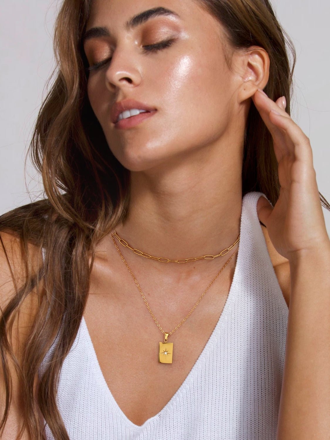 18K Gold - Plated Stainless Steel Double - Layered Necklace - Oh she Rose