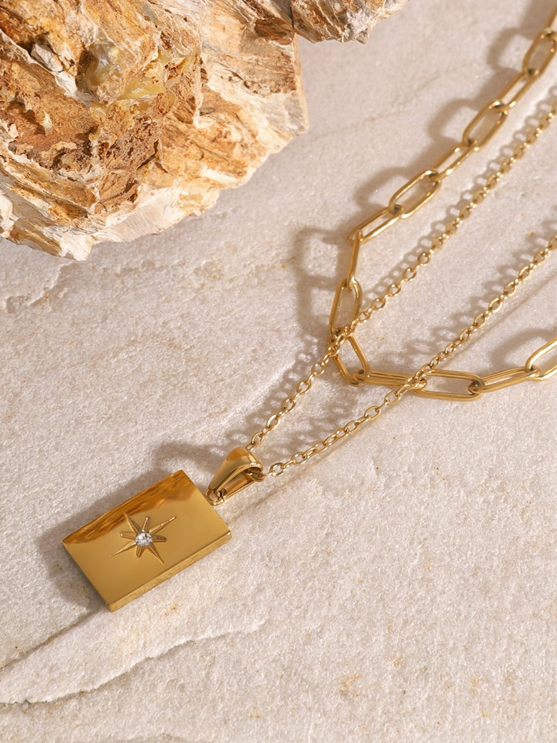 18K Gold - Plated Stainless Steel Double - Layered Necklace - Oh she Rose