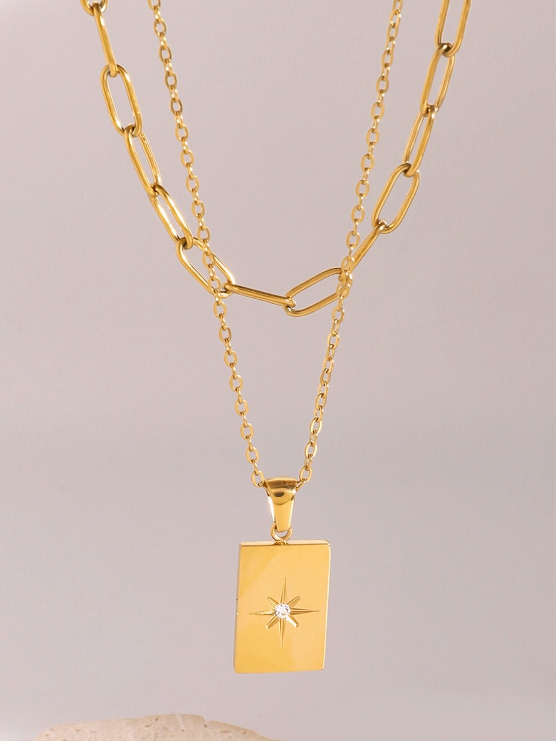 18K Gold - Plated Stainless Steel Double - Layered Necklace - Oh she Rose