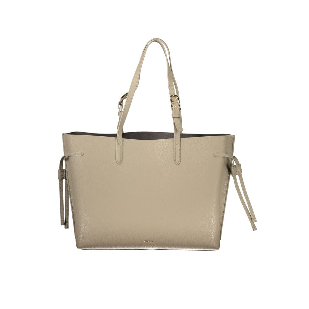Furla Ava Leather Shoulder Bag — Beige