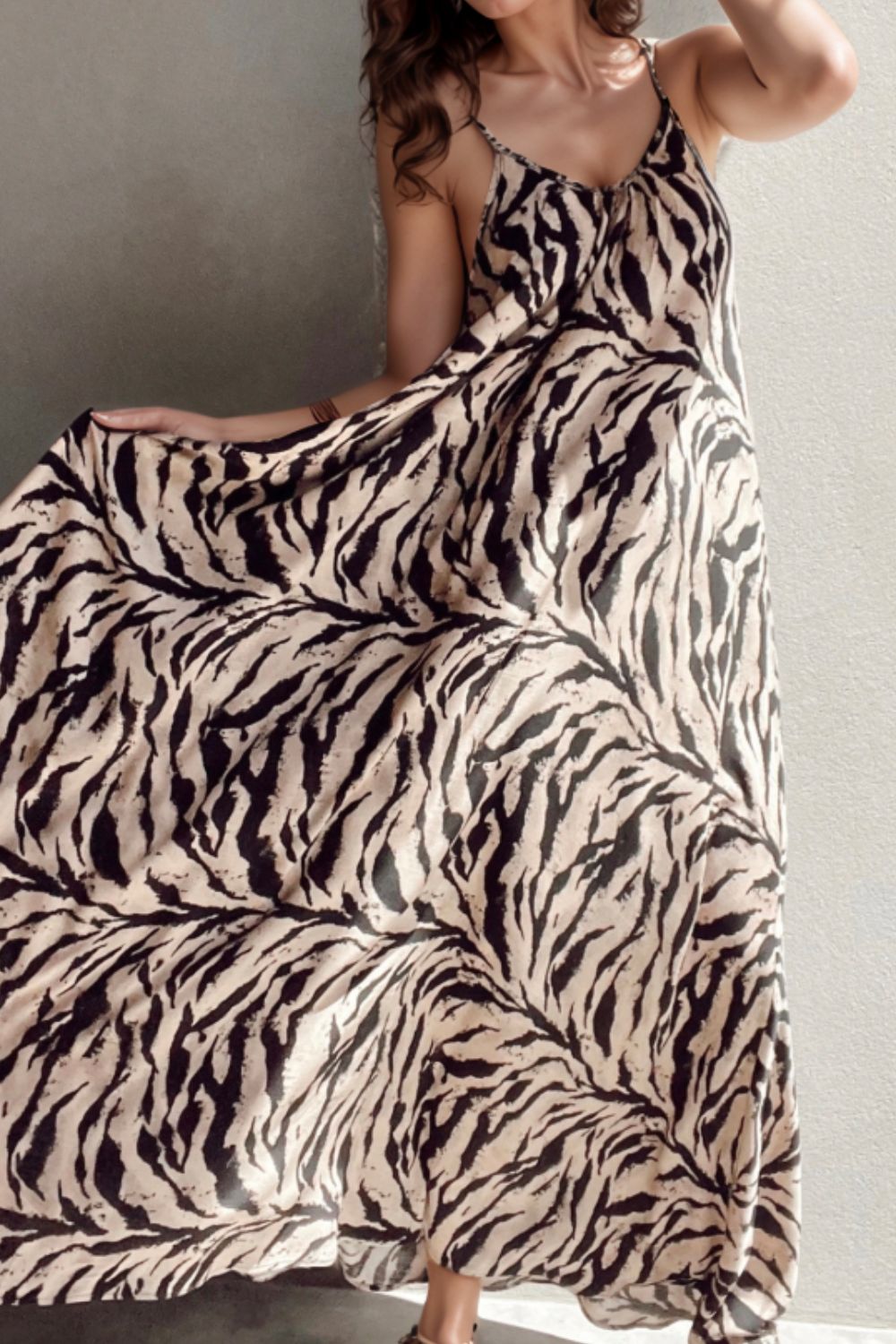 Abstract Print Tie Back Maxi Cami Dress - Oh she Rose