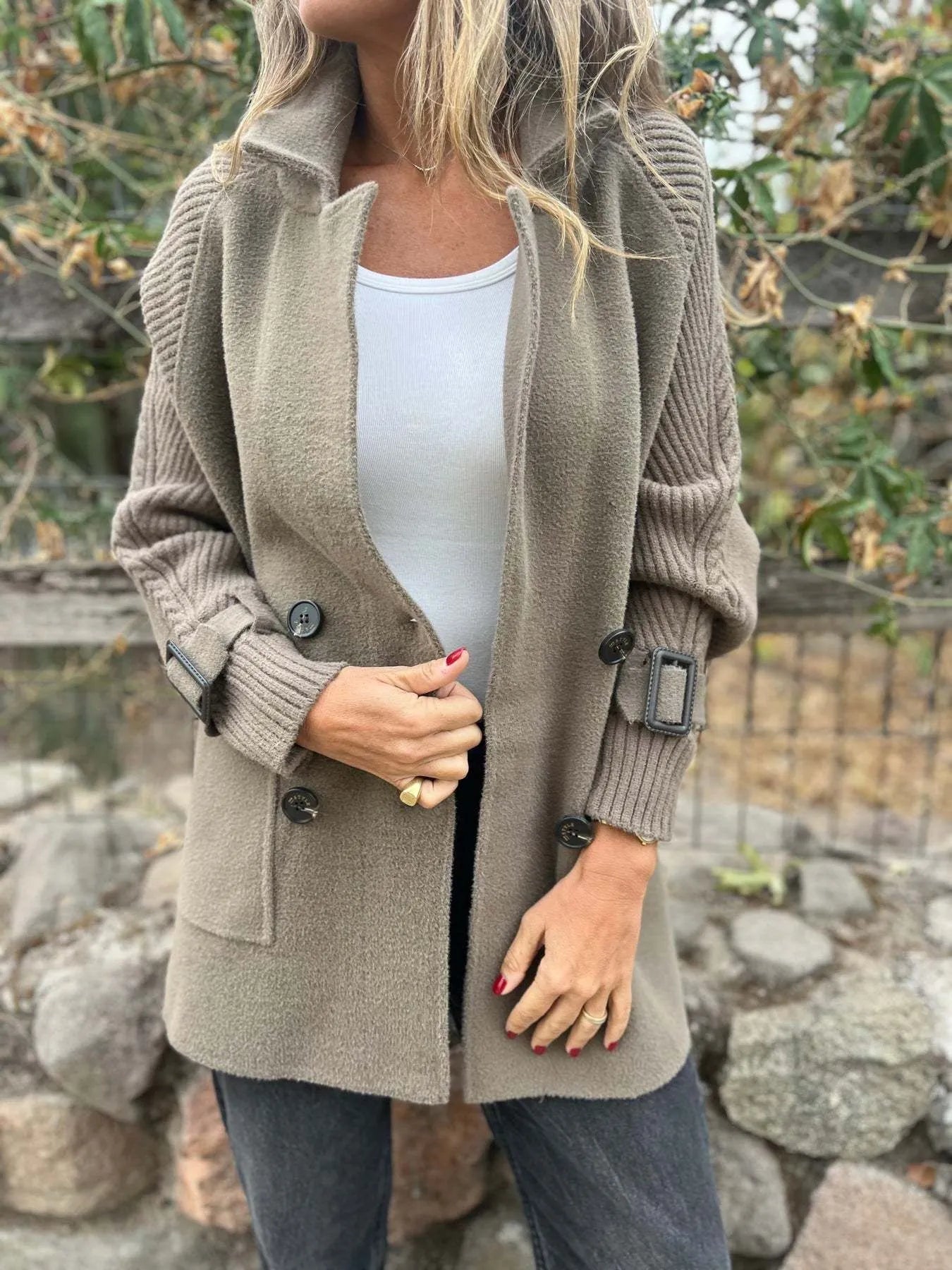 Buckle Down Double Breasted Coat - Oh she Rose
