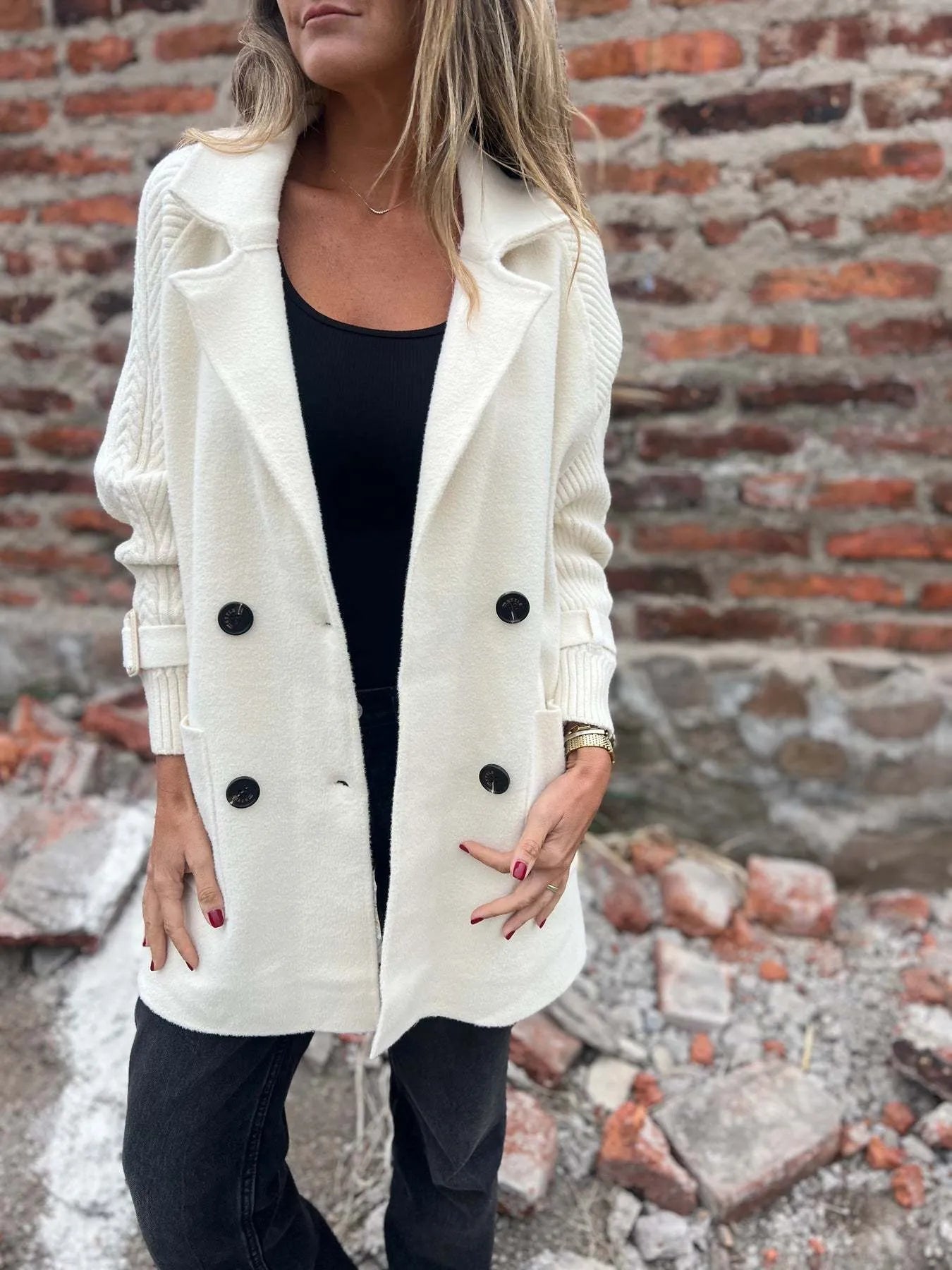Buckle Down Double Breasted Coat - Oh she Rose