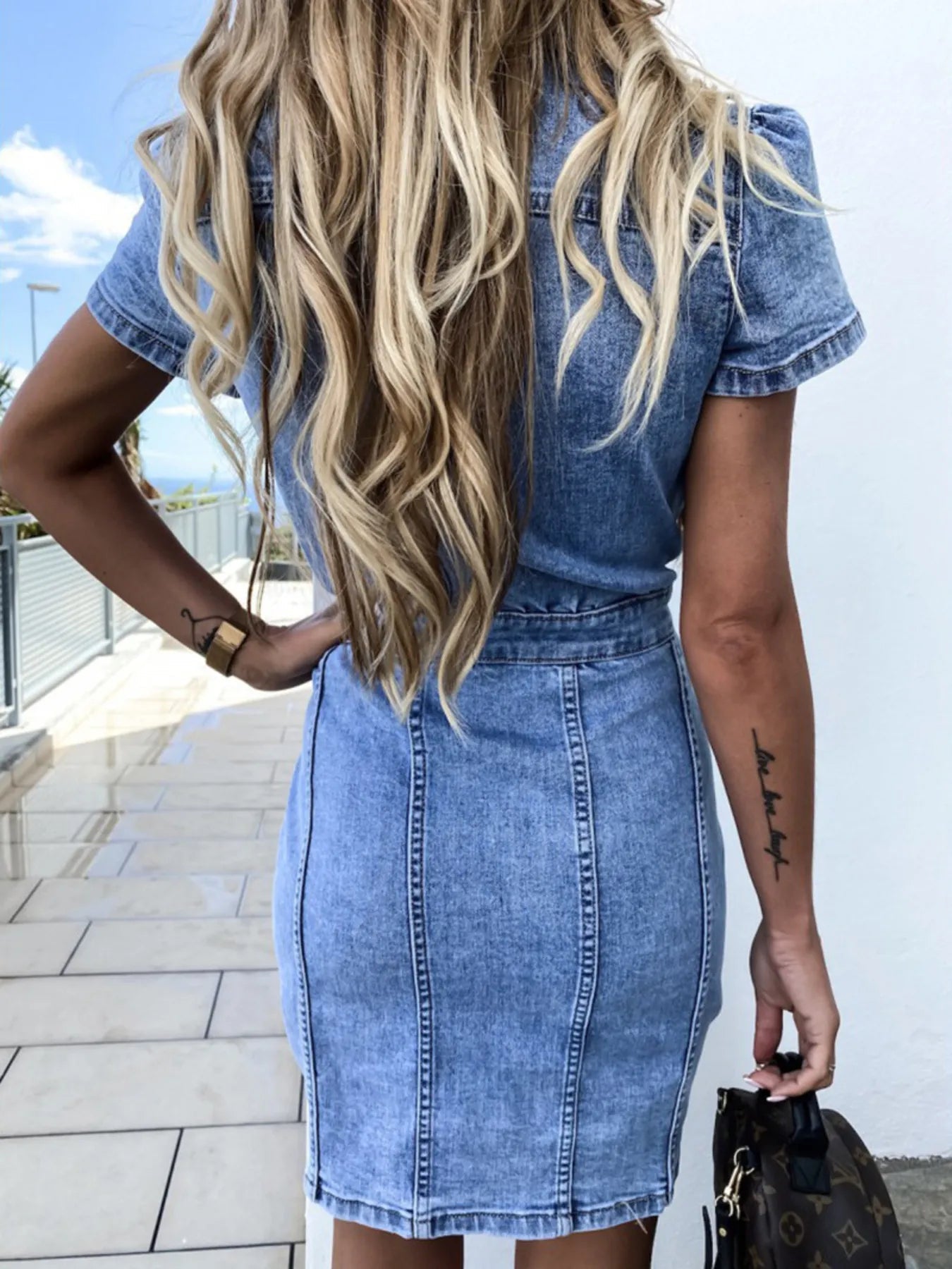 Button Front Denim Dreams Dress - Oh she Rose