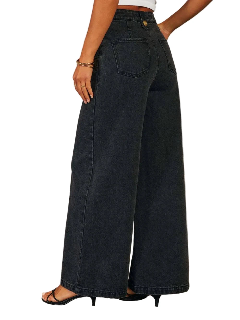 Button Up Wide Leg Jeans - Oh she Rose