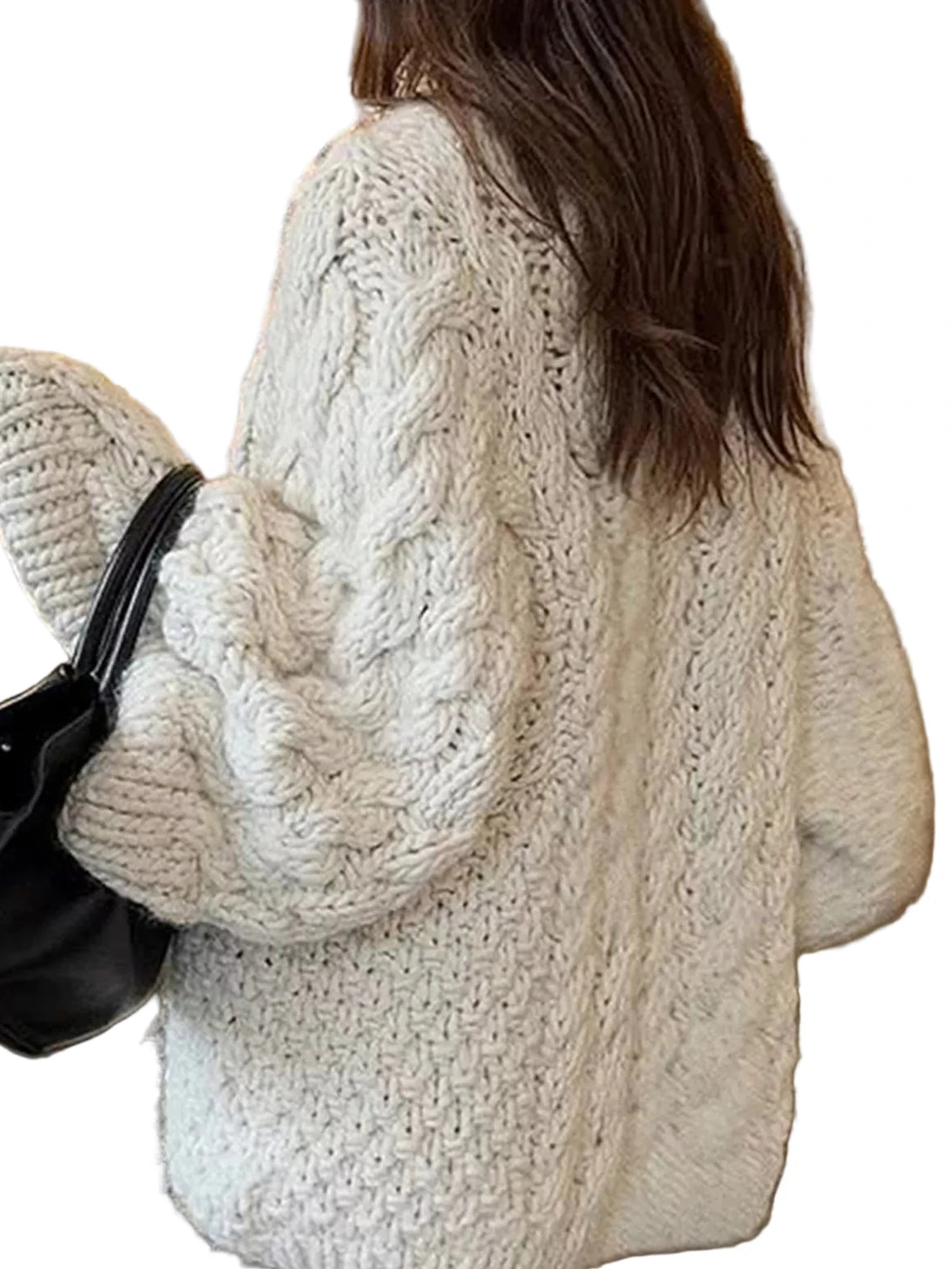 Cable Knit Round Neck Sweater - Oh she Rose