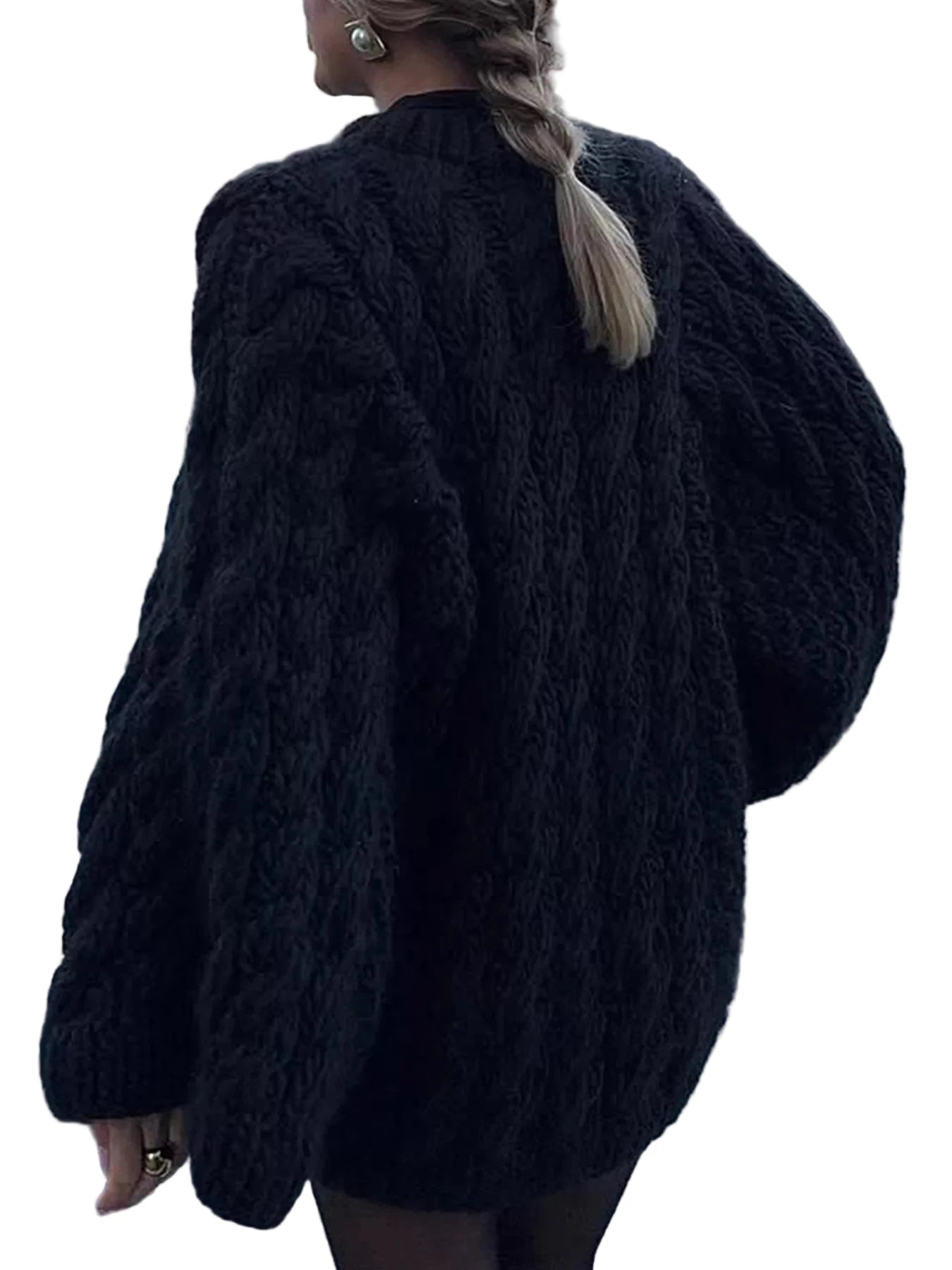 Cable Knit Round Neck Sweater - Oh she Rose