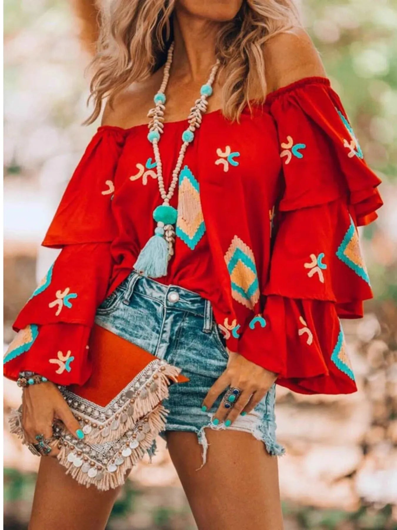 Caribbean Dreams Layered Sleeve Blouse - Oh she Rose