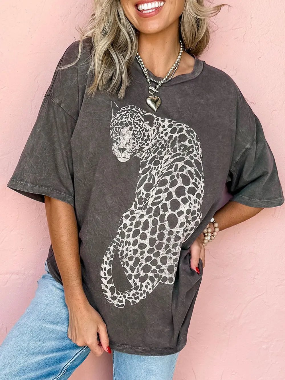 Cheetah Mineral Wash T-Shirt - Oh she Rose