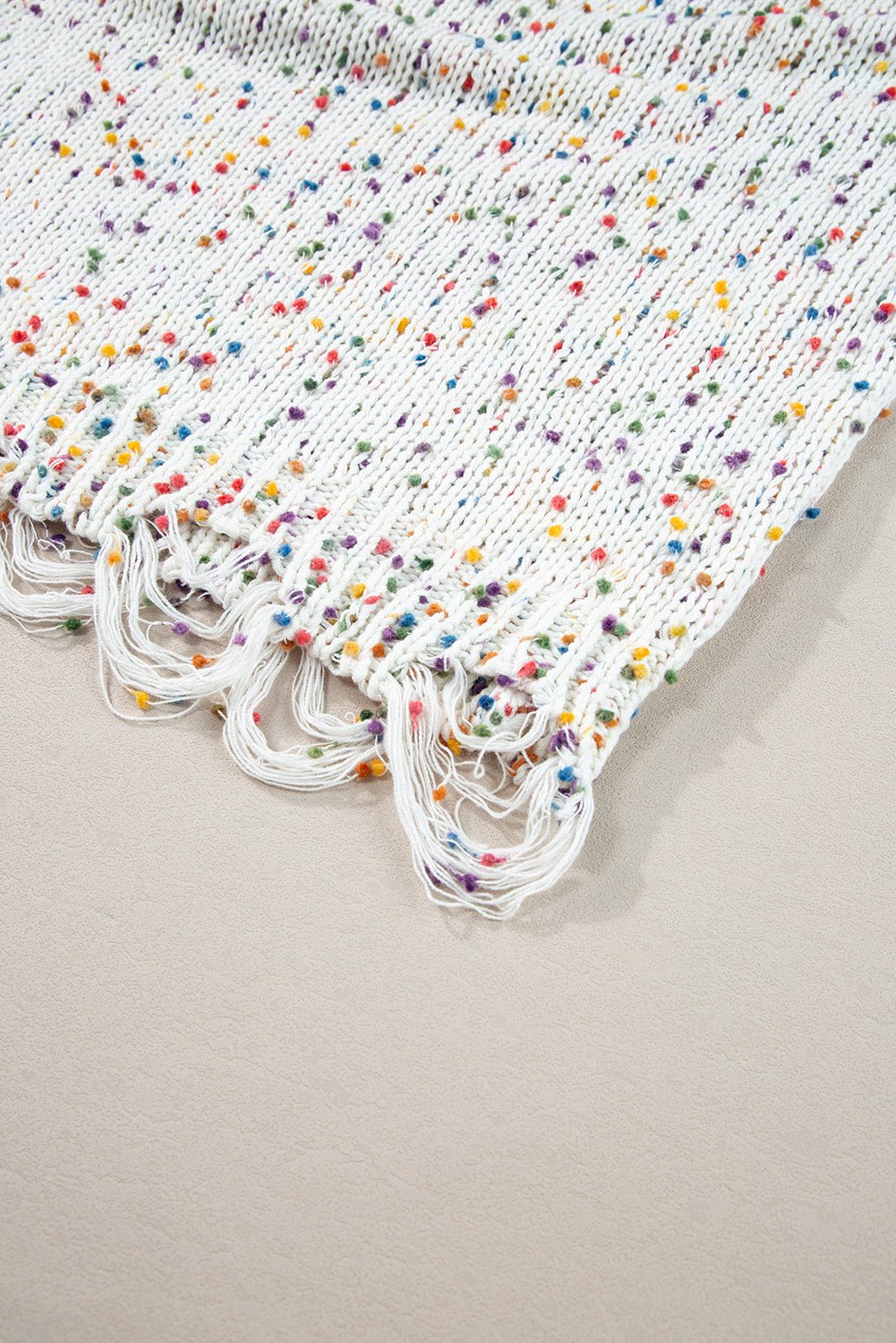 Confetti Distressed Hem Long Sleeve Sweater - Oh she Rose