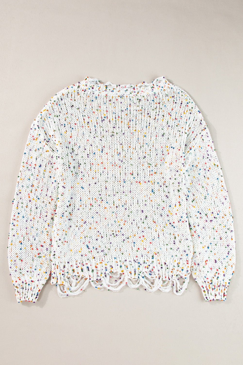 Confetti Distressed Hem Long Sleeve Sweater - Oh she Rose