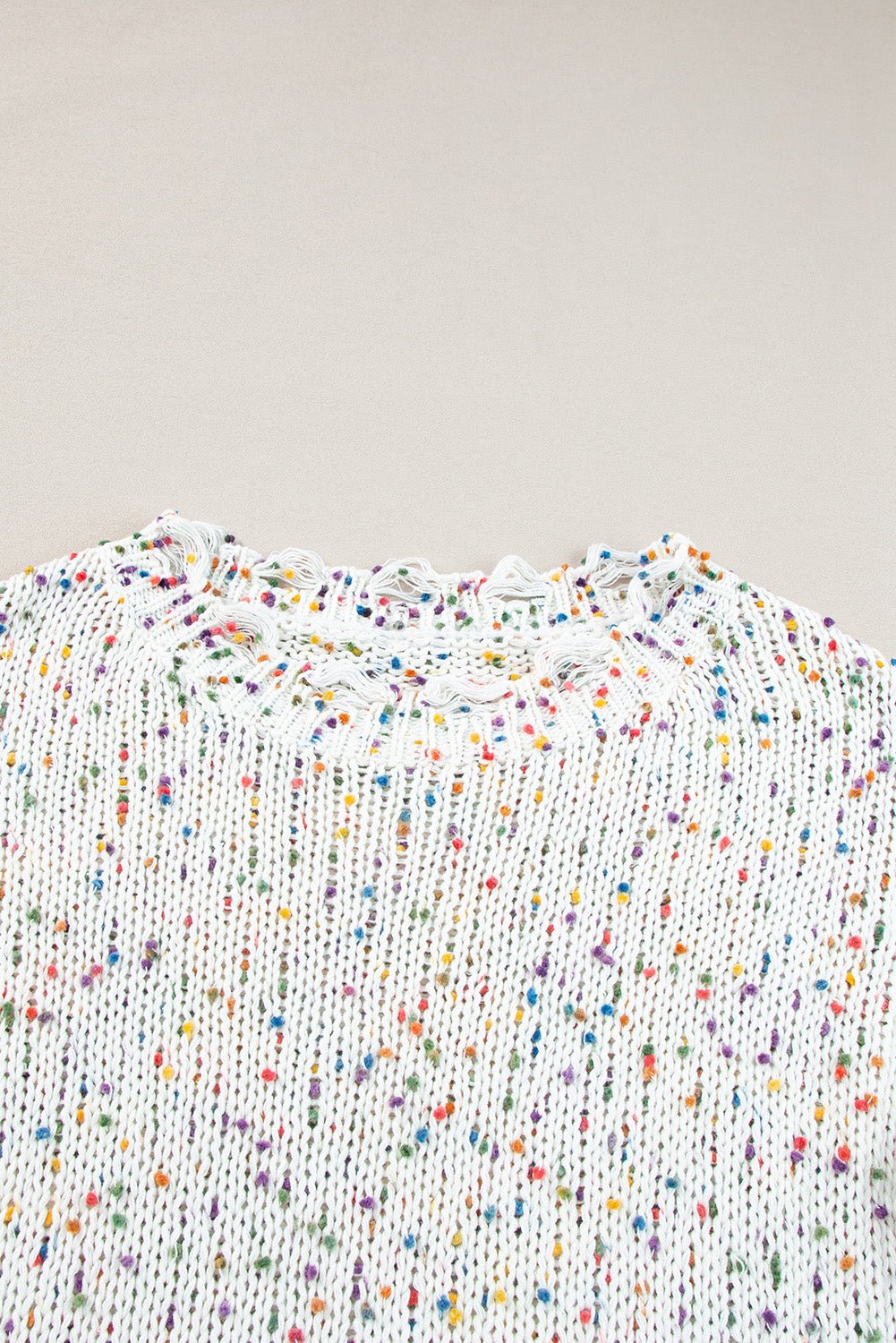 Confetti Distressed Hem Long Sleeve Sweater - Oh she Rose