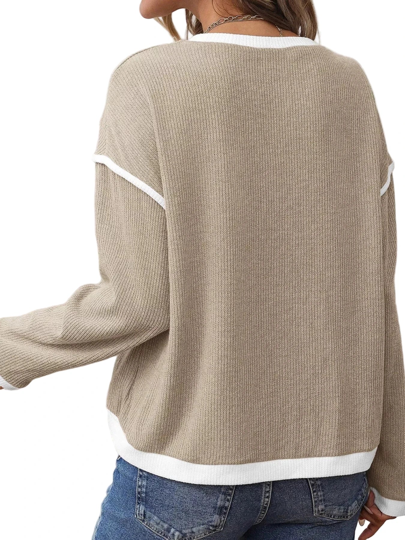 Contrast Trim Sweater - Oh she Rose