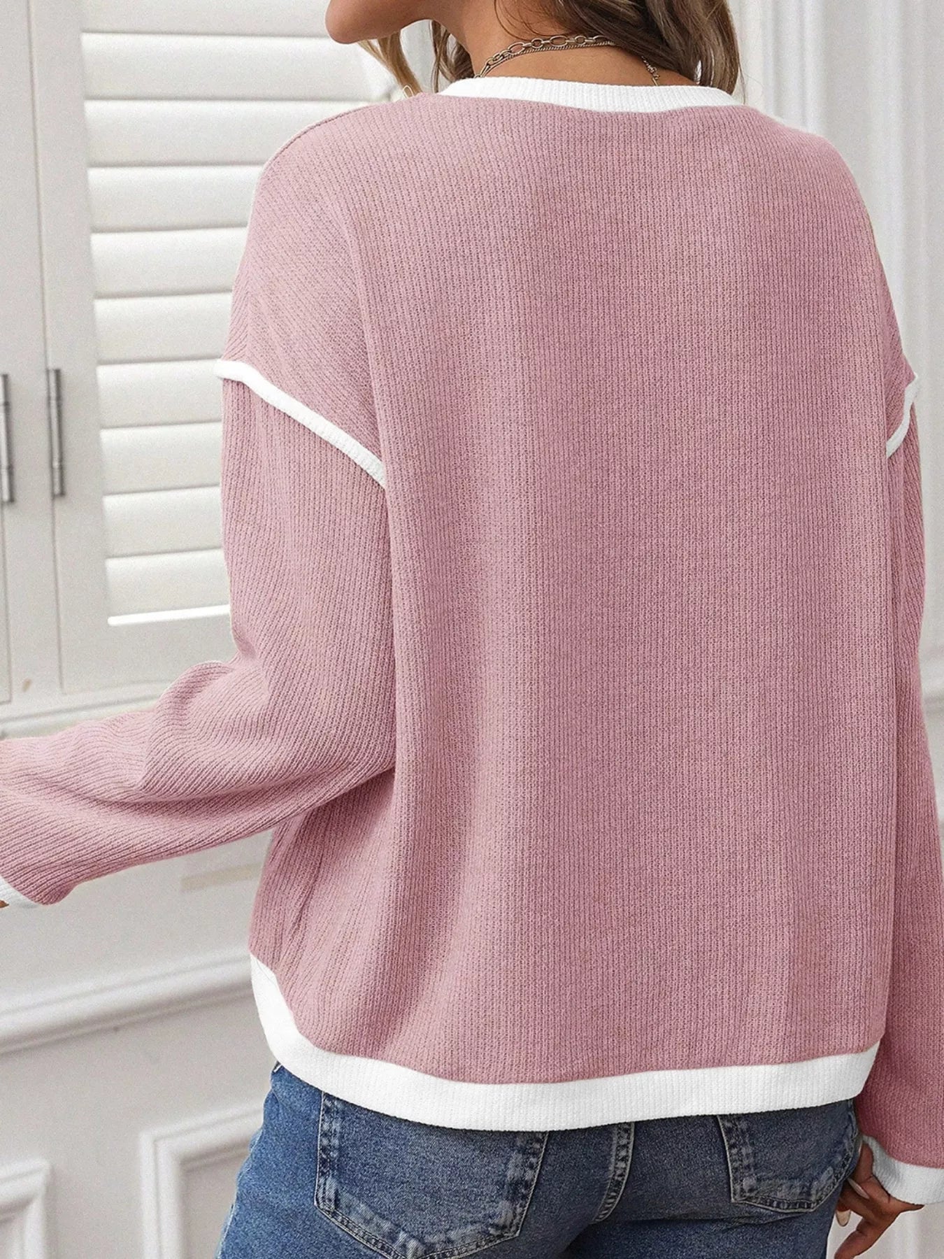 Contrast Trim Sweater - Oh she Rose