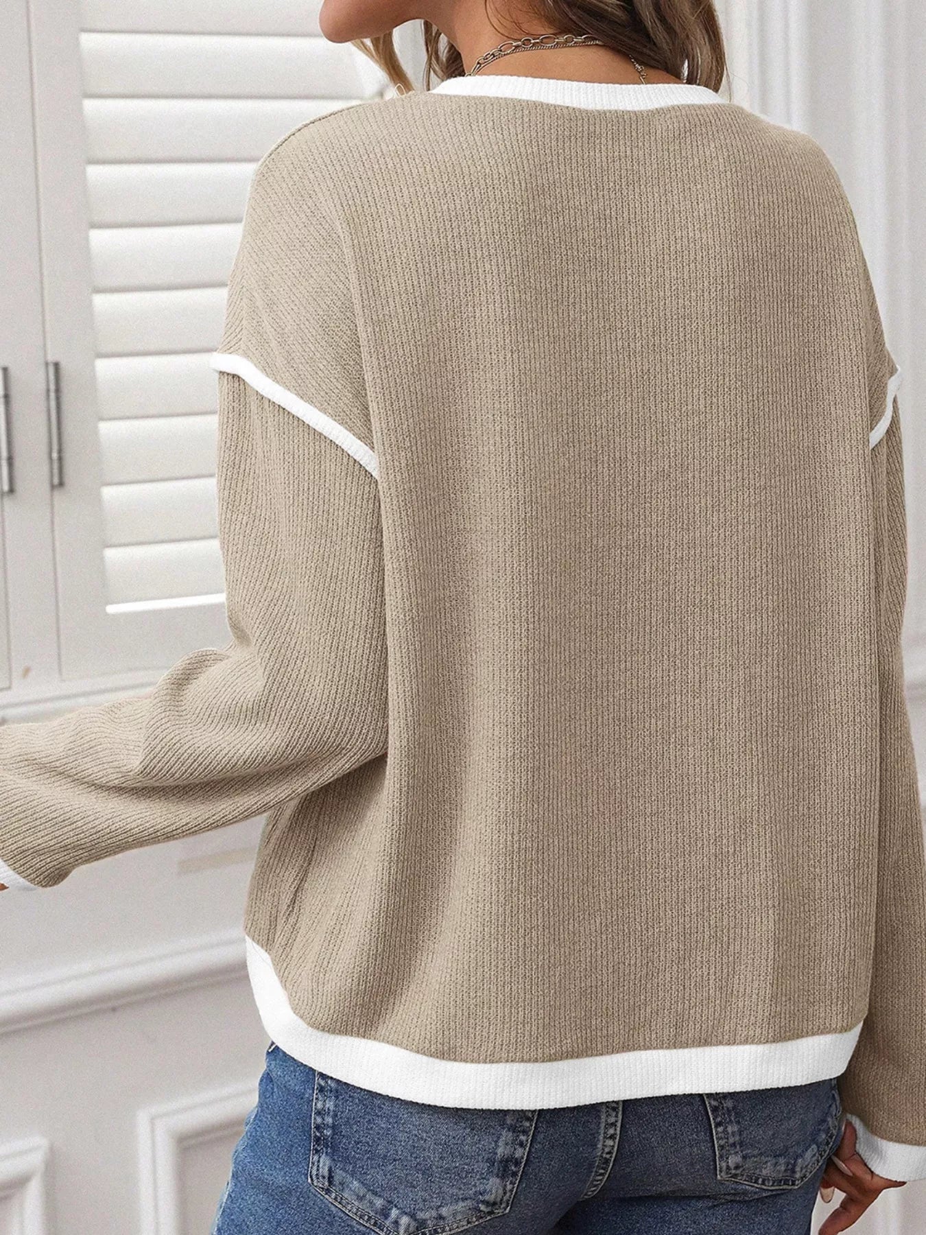 Contrast Trim Sweater - Oh she Rose