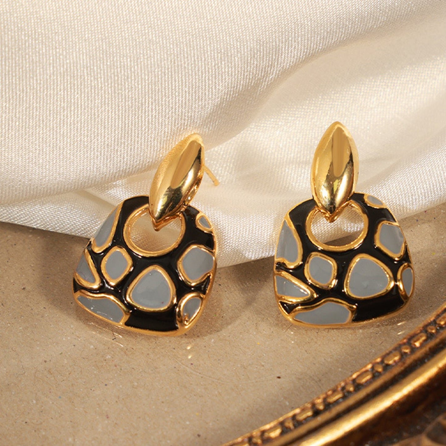 Copper Oil Drip Earrings - Oh she Rose