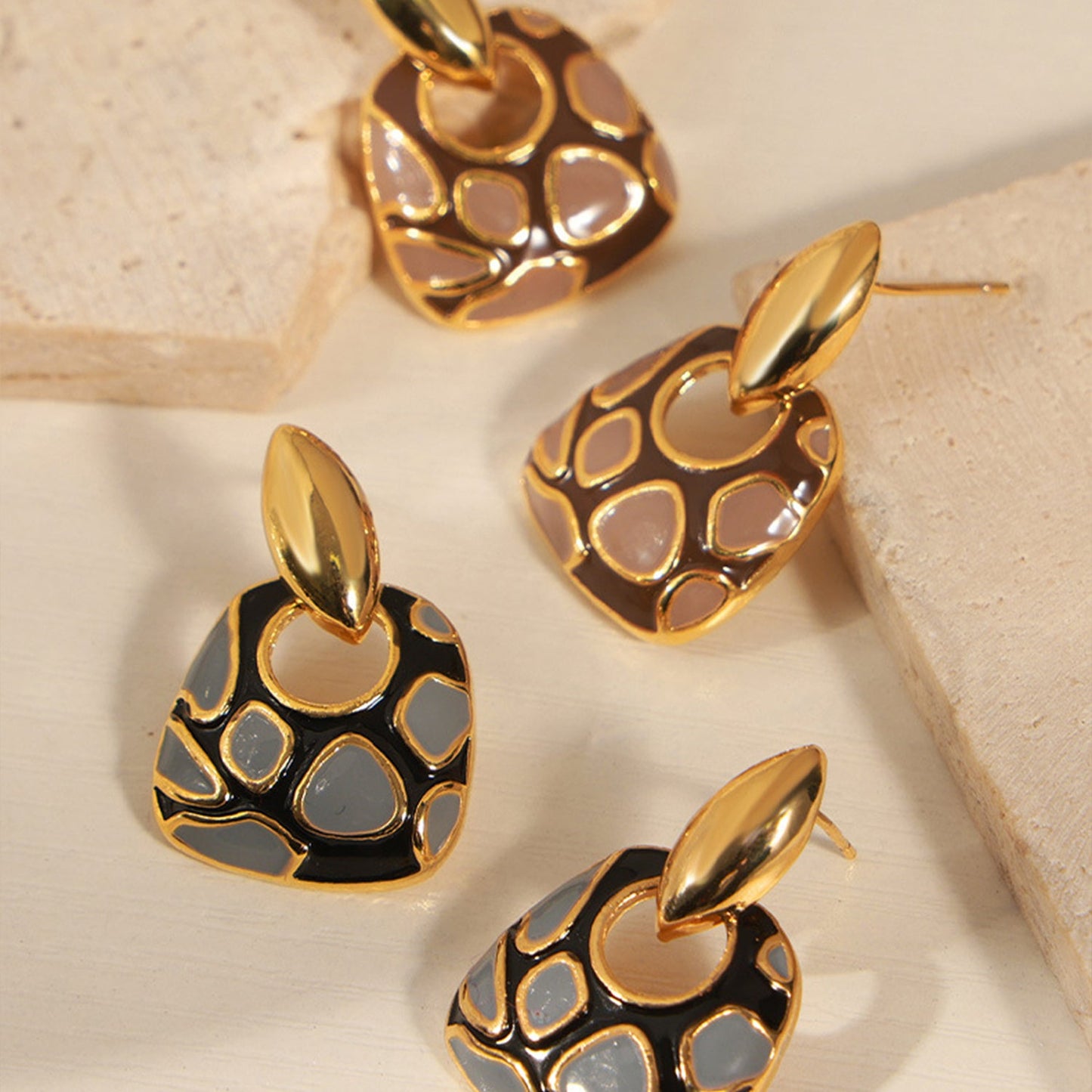 Copper Oil Drip Earrings - Oh she Rose