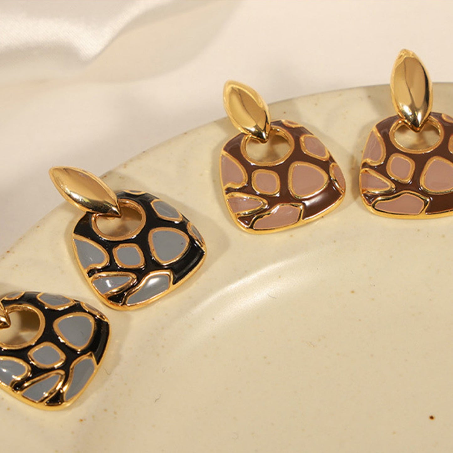 Copper Oil Drip Earrings - Oh she Rose