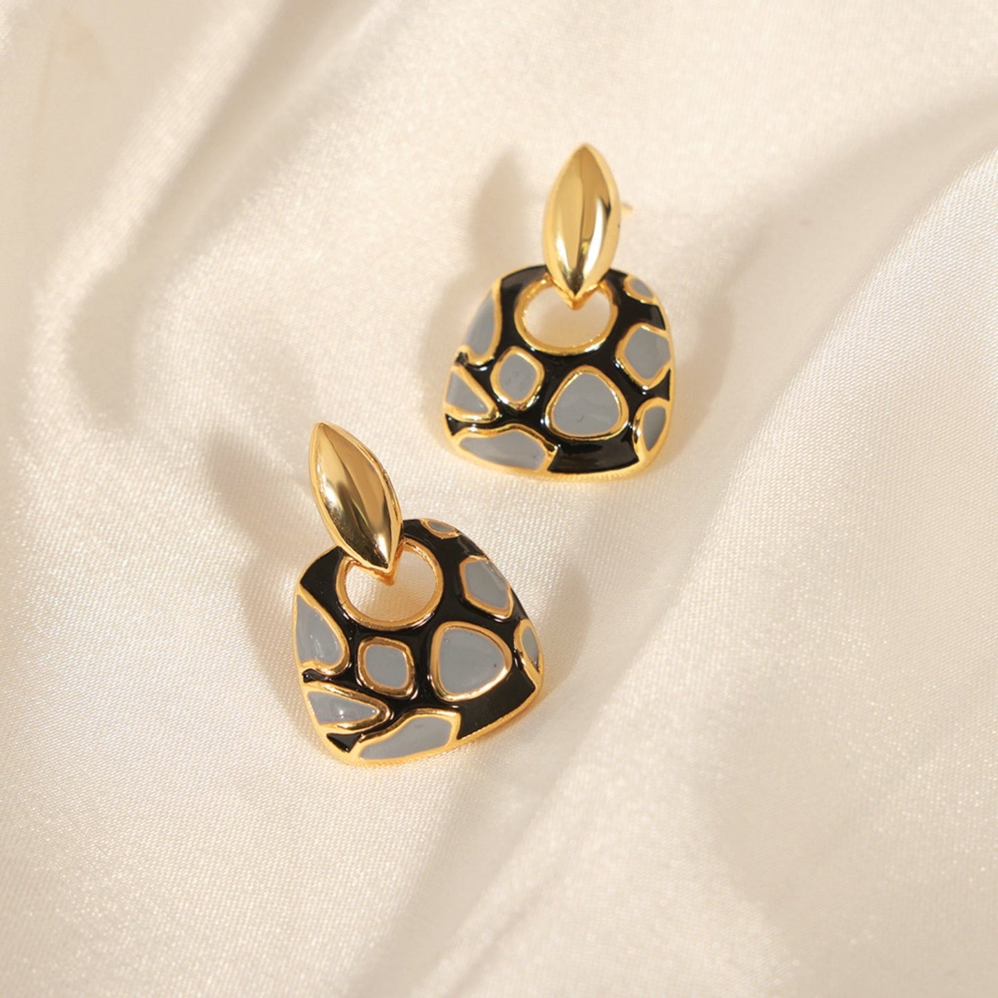 Copper Oil Drip Earrings - Oh she Rose