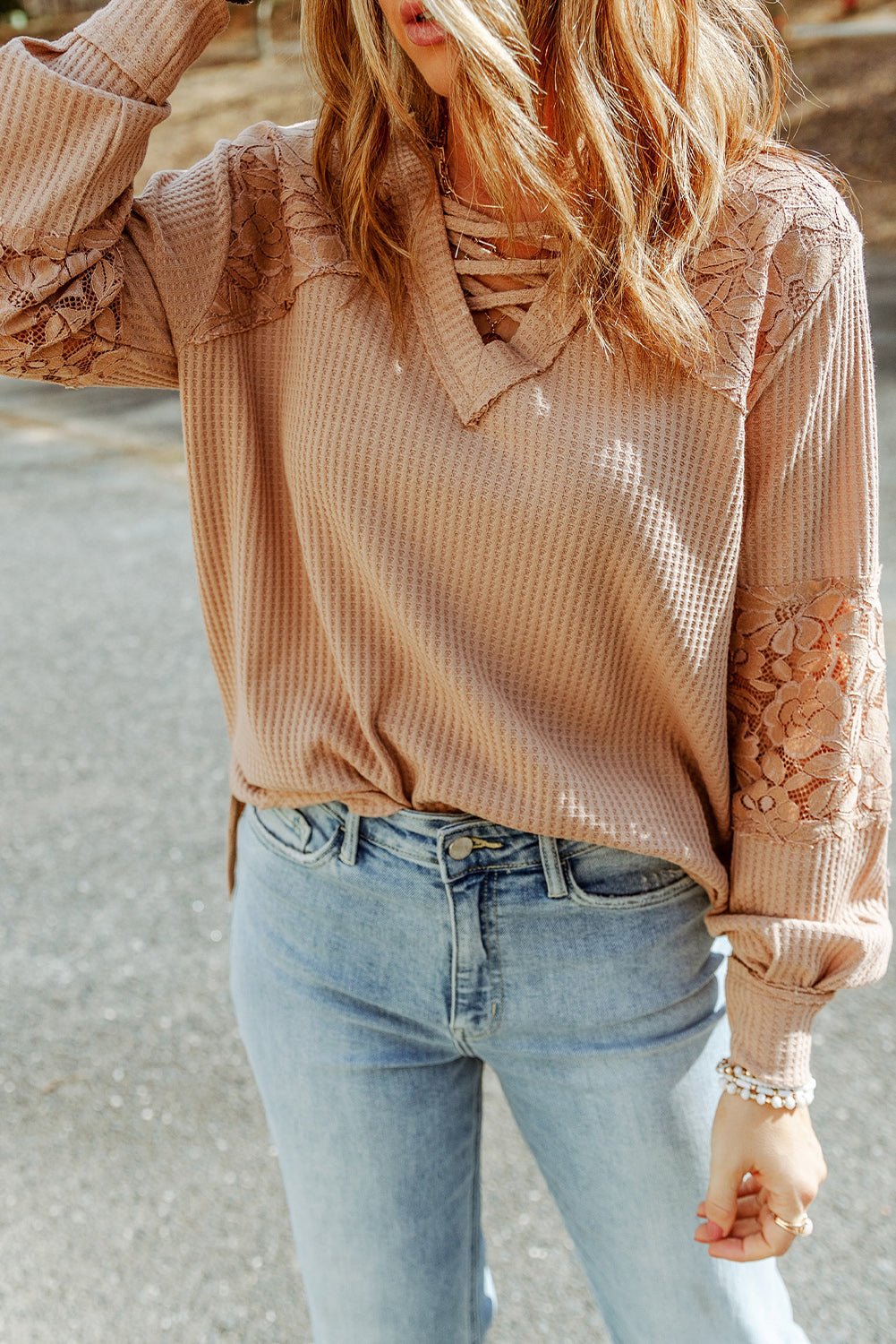 Crisscross Applesauce Waffle - Knit Top - Oh she Rose