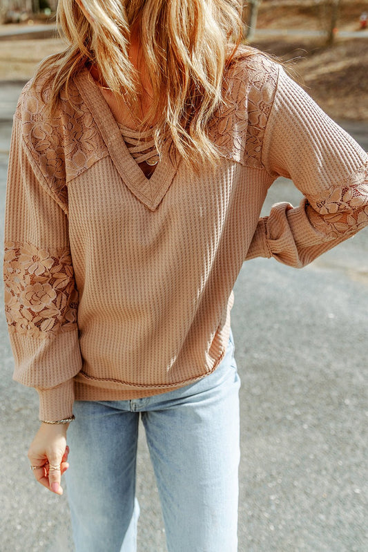 Crisscross Applesauce Waffle - Knit Top - Oh she Rose