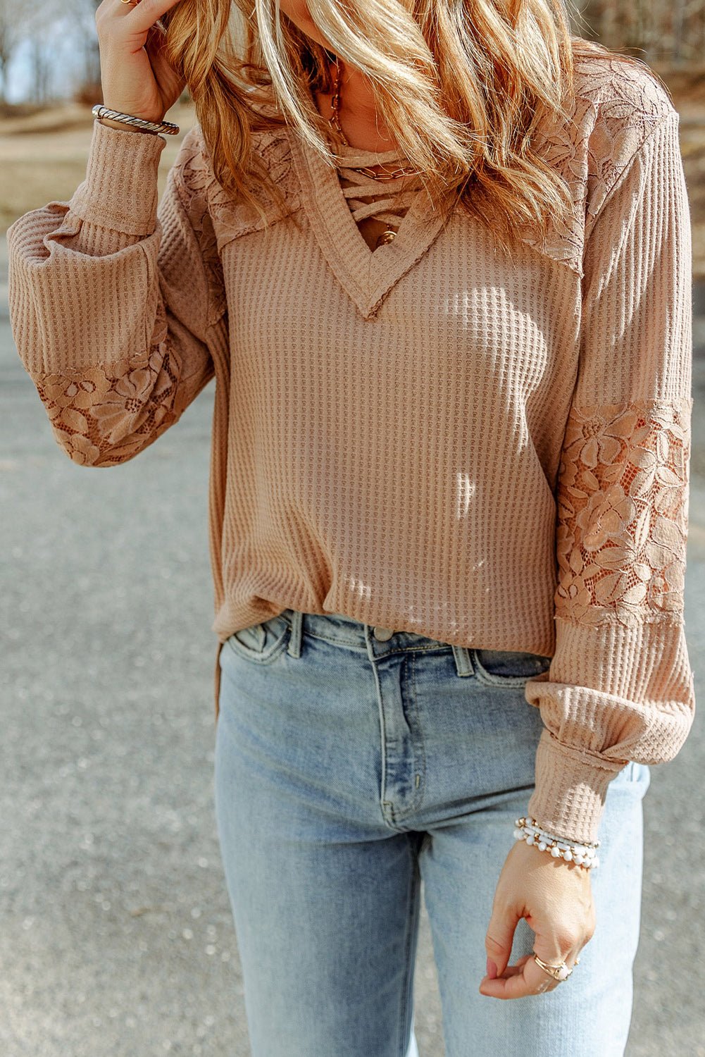Crisscross Applesauce Waffle - Knit Top - Oh she Rose
