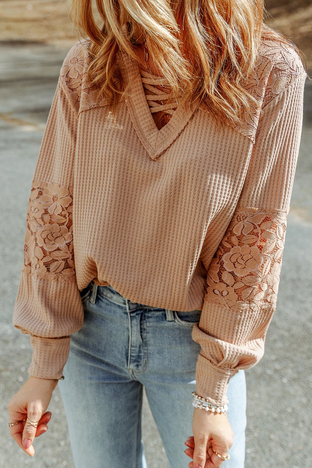 Crisscross Applesauce Waffle - Knit Top - Oh she Rose