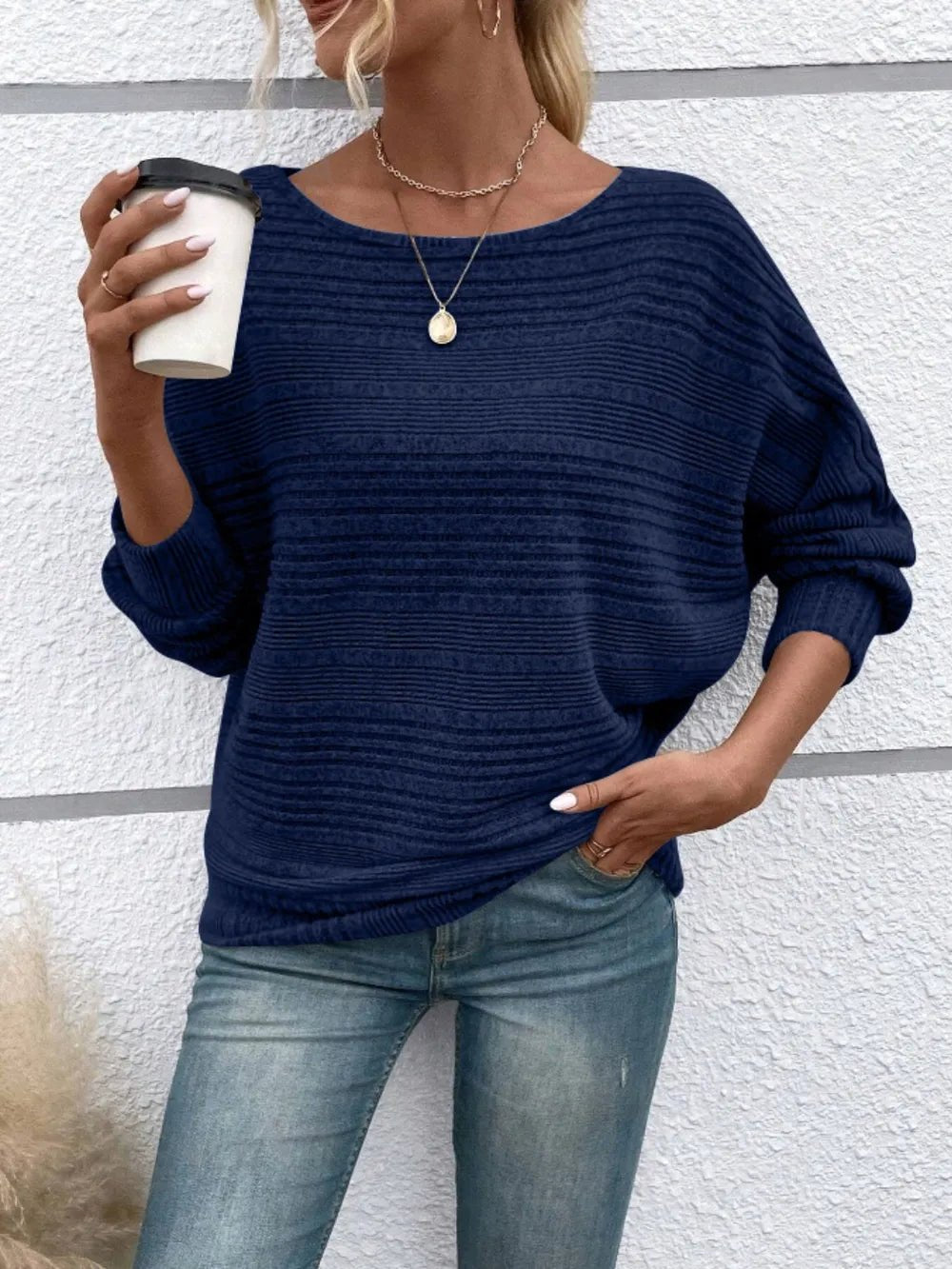 Cute and Casual Round Neck Sweater - Oh she Rose