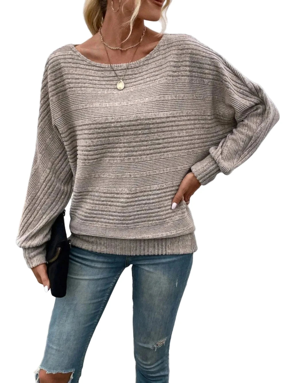 Cute and Casual Round Neck Sweater - Oh she Rose