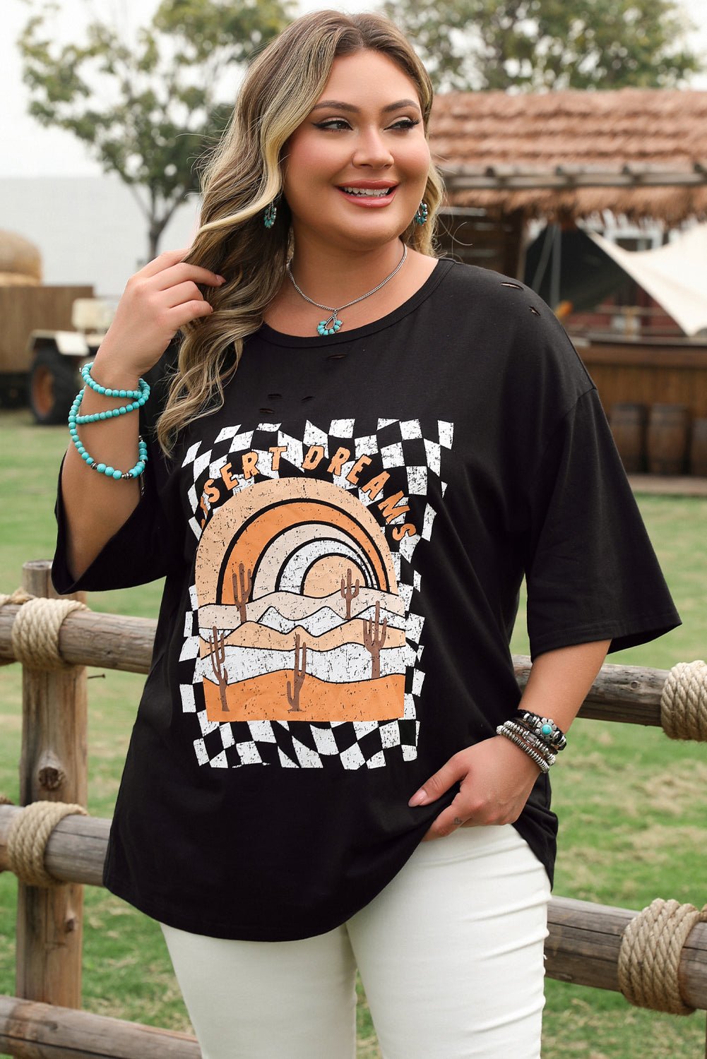 Desert Dreamin' Distressed T-Shirt - Oh she Rose