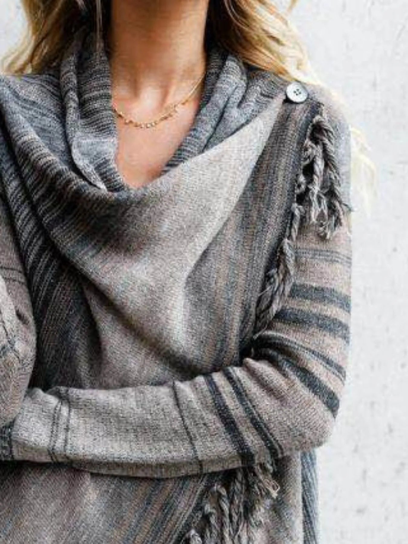 Feeling Fringy Asymmetrical Cardigan - Oh she Rose