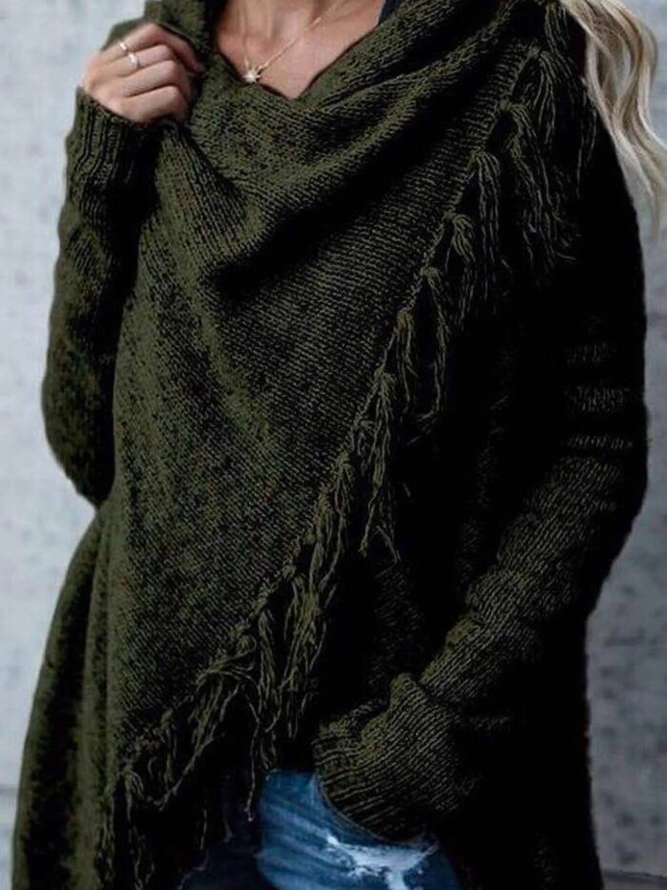 Feeling Fringy Asymmetrical Cardigan - Oh she Rose