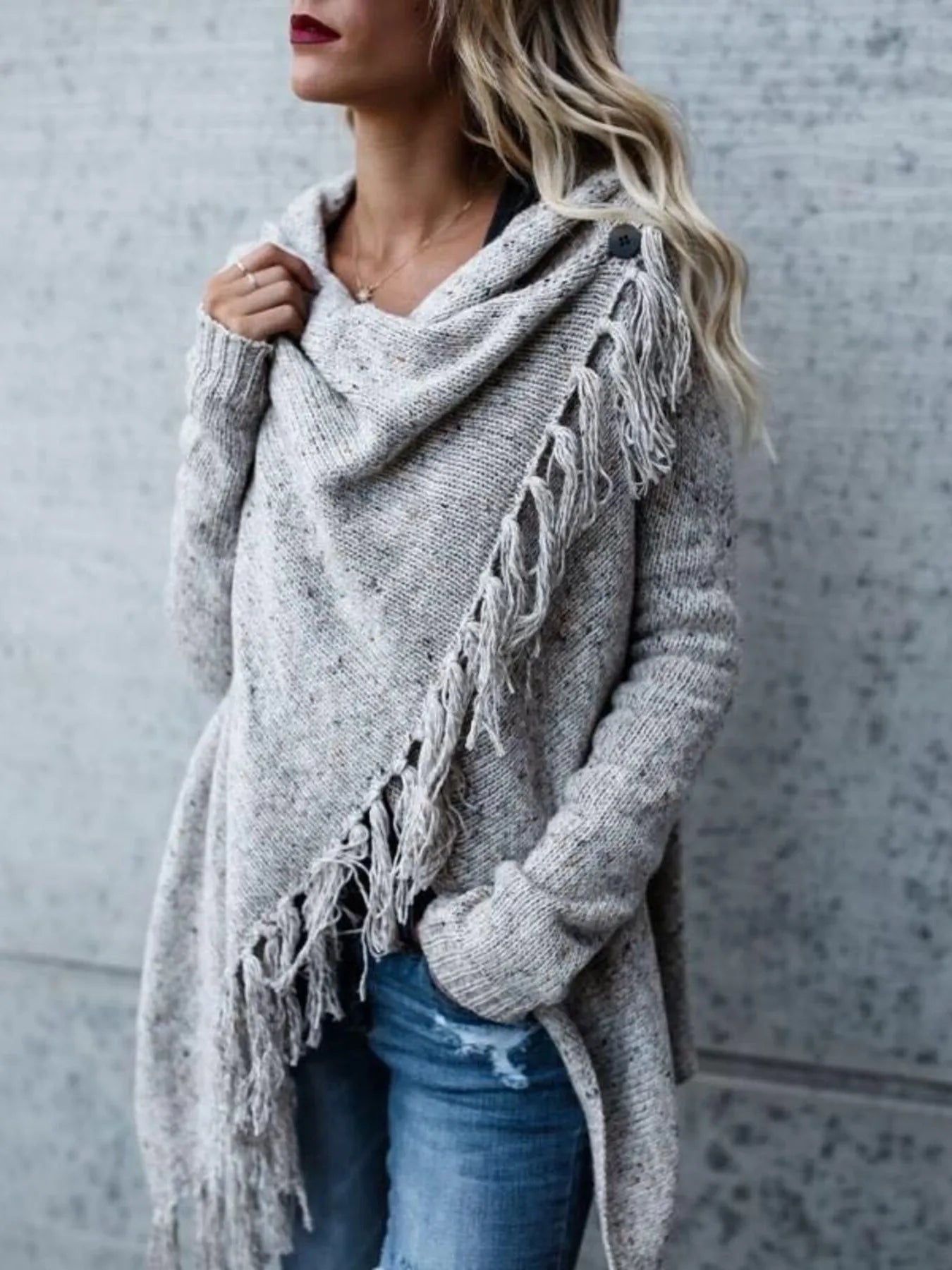 Feeling Fringy Asymmetrical Cardigan - Oh she Rose
