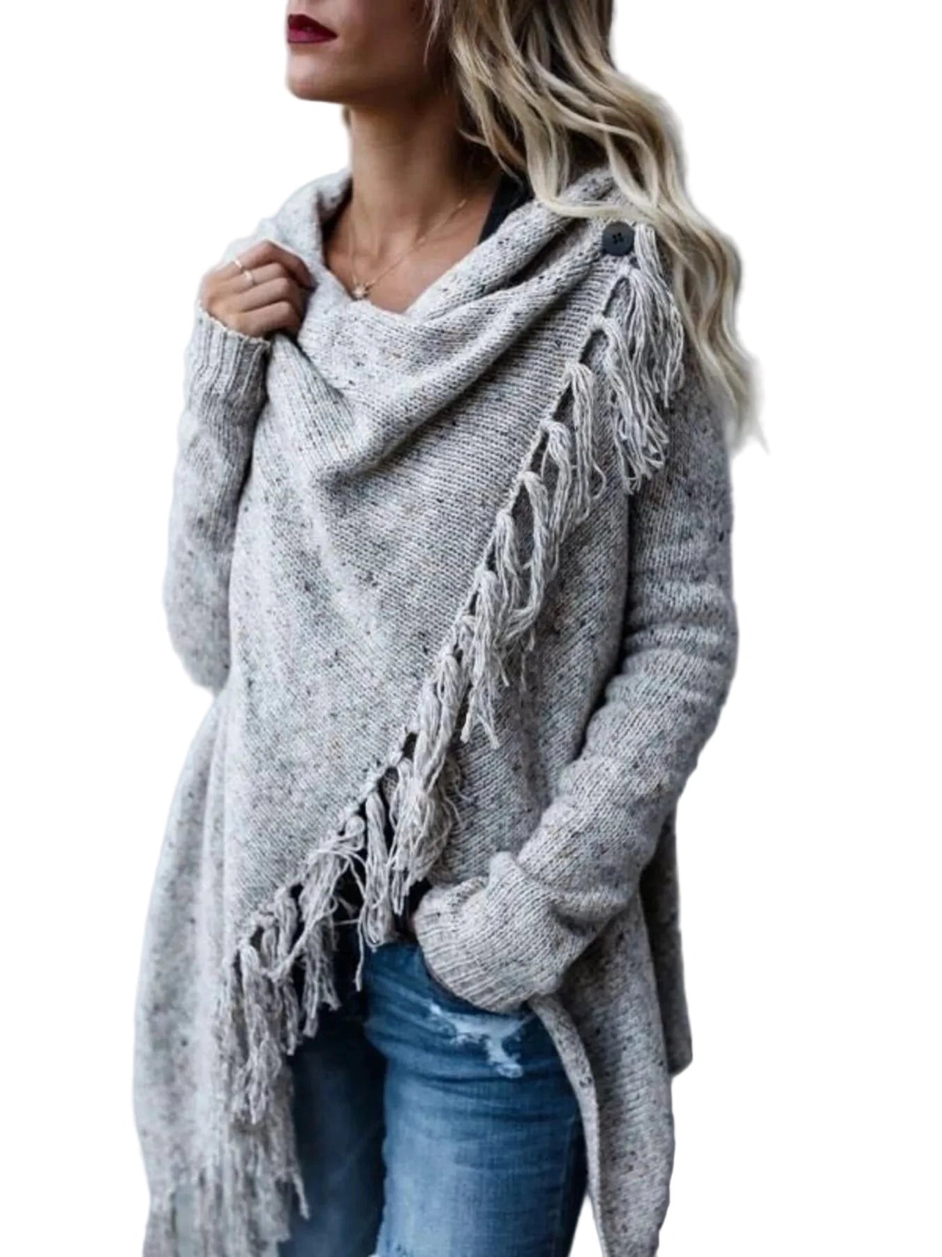 Feeling Fringy Asymmetrical Cardigan - Oh she Rose