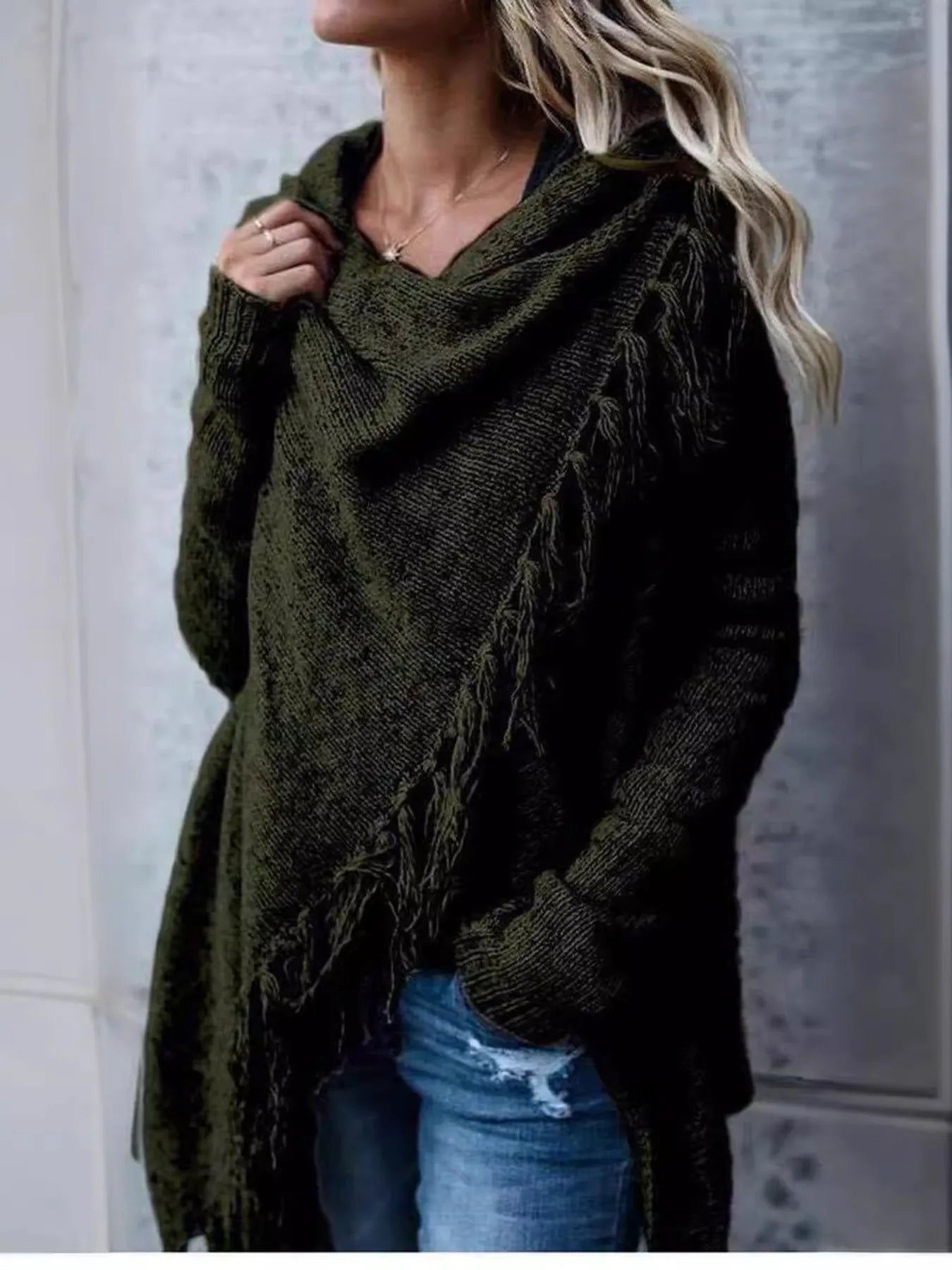 Feeling Fringy Asymmetrical Cardigan - Oh she Rose