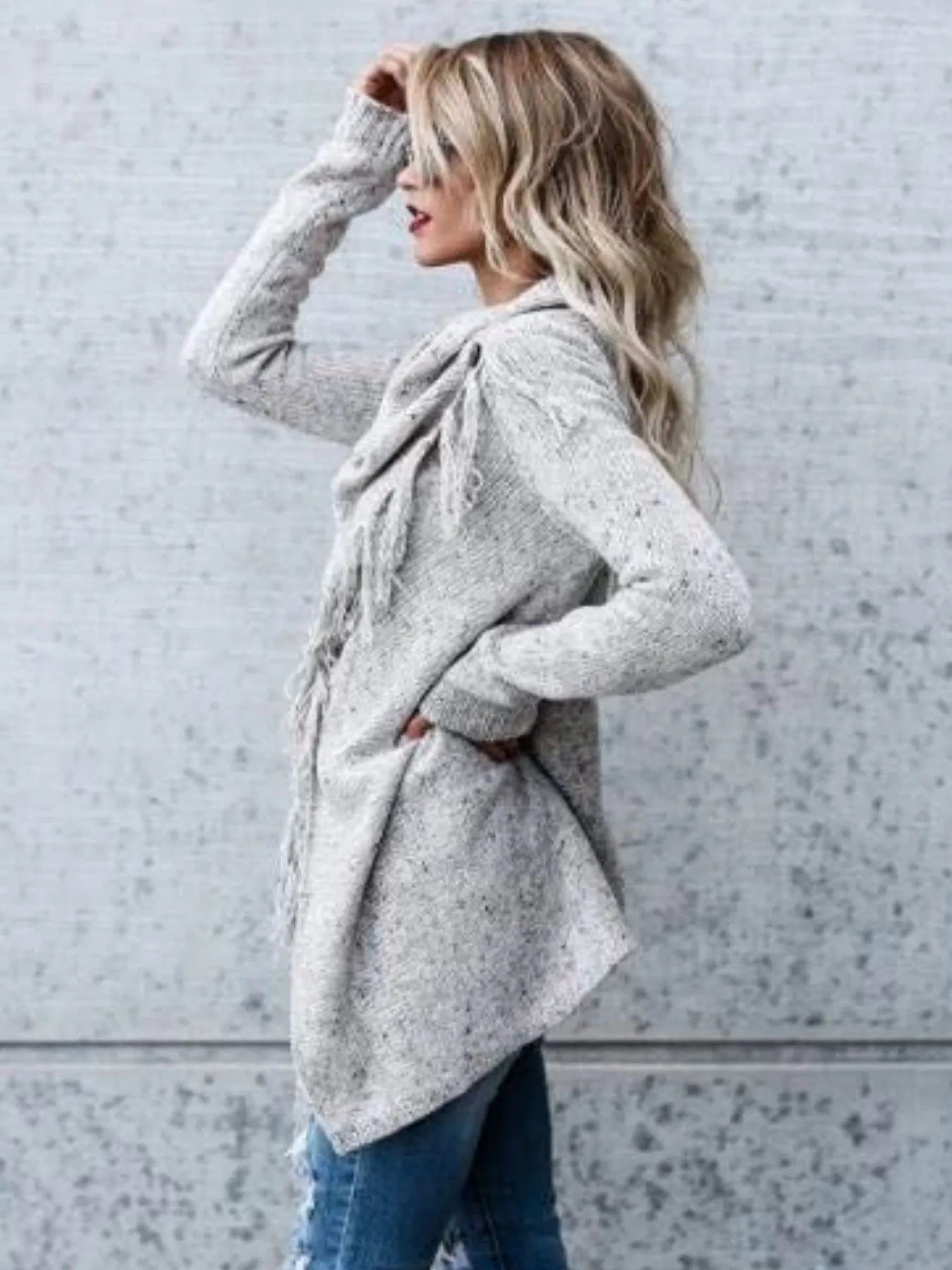 Feeling Fringy Asymmetrical Cardigan - Oh she Rose