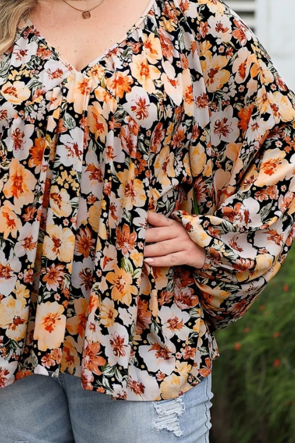 Floral Balloon Sleeve Blouse - Oh she Rose