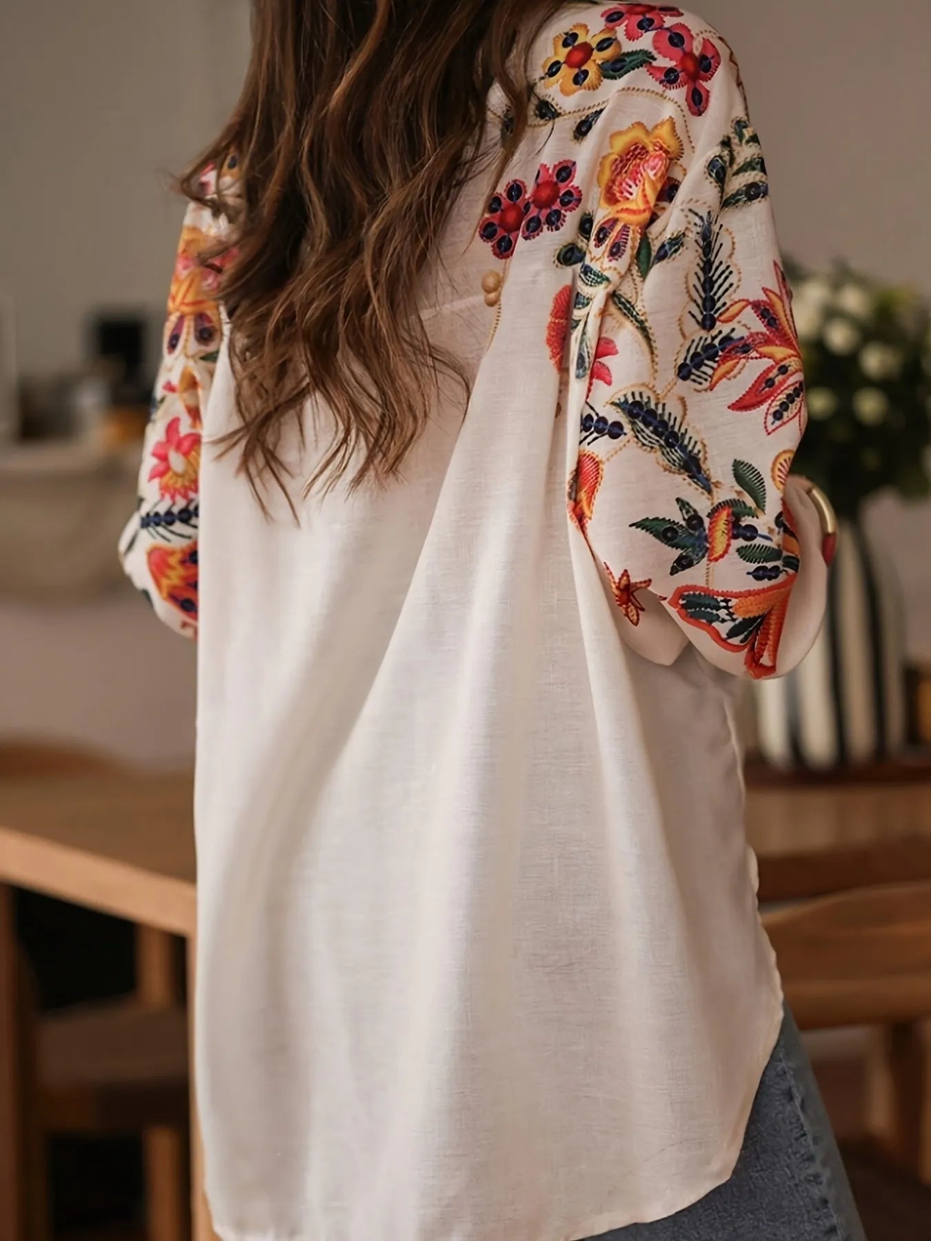 Floral Button Up Long Sleeve Shirt - Oh she Rose