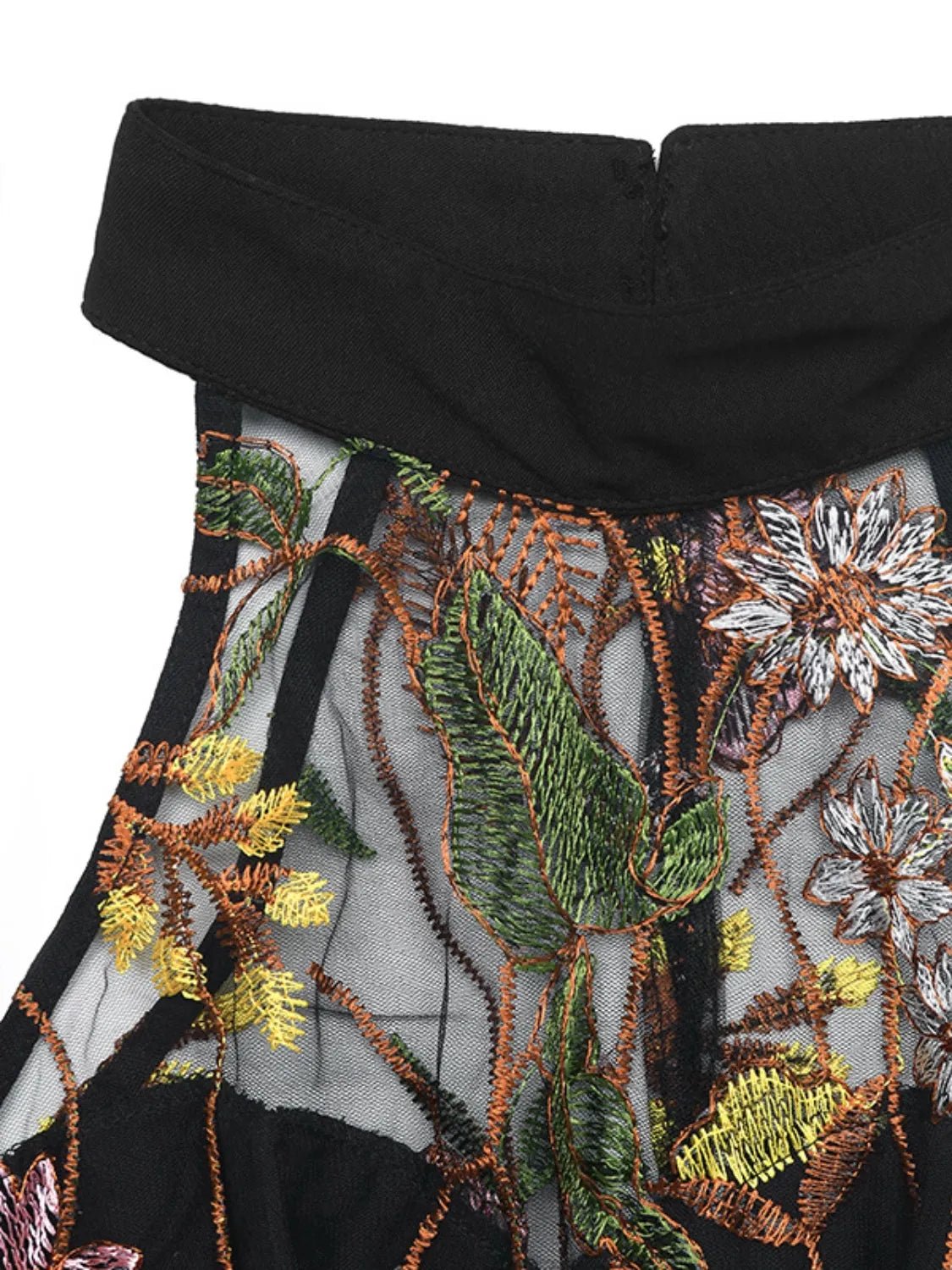 Floral Embroidered Halter Neck Pleated Jumpsuit - Oh she Rose