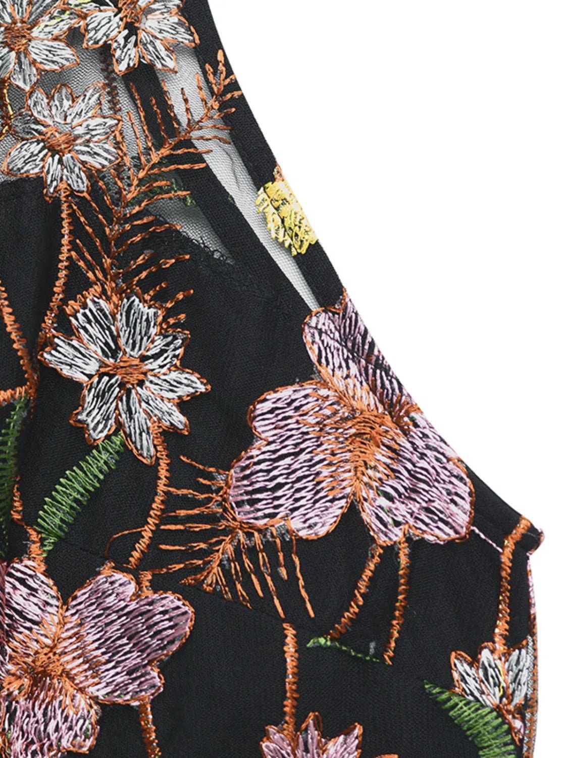 Floral Embroidered Halter Neck Pleated Jumpsuit - Oh she Rose